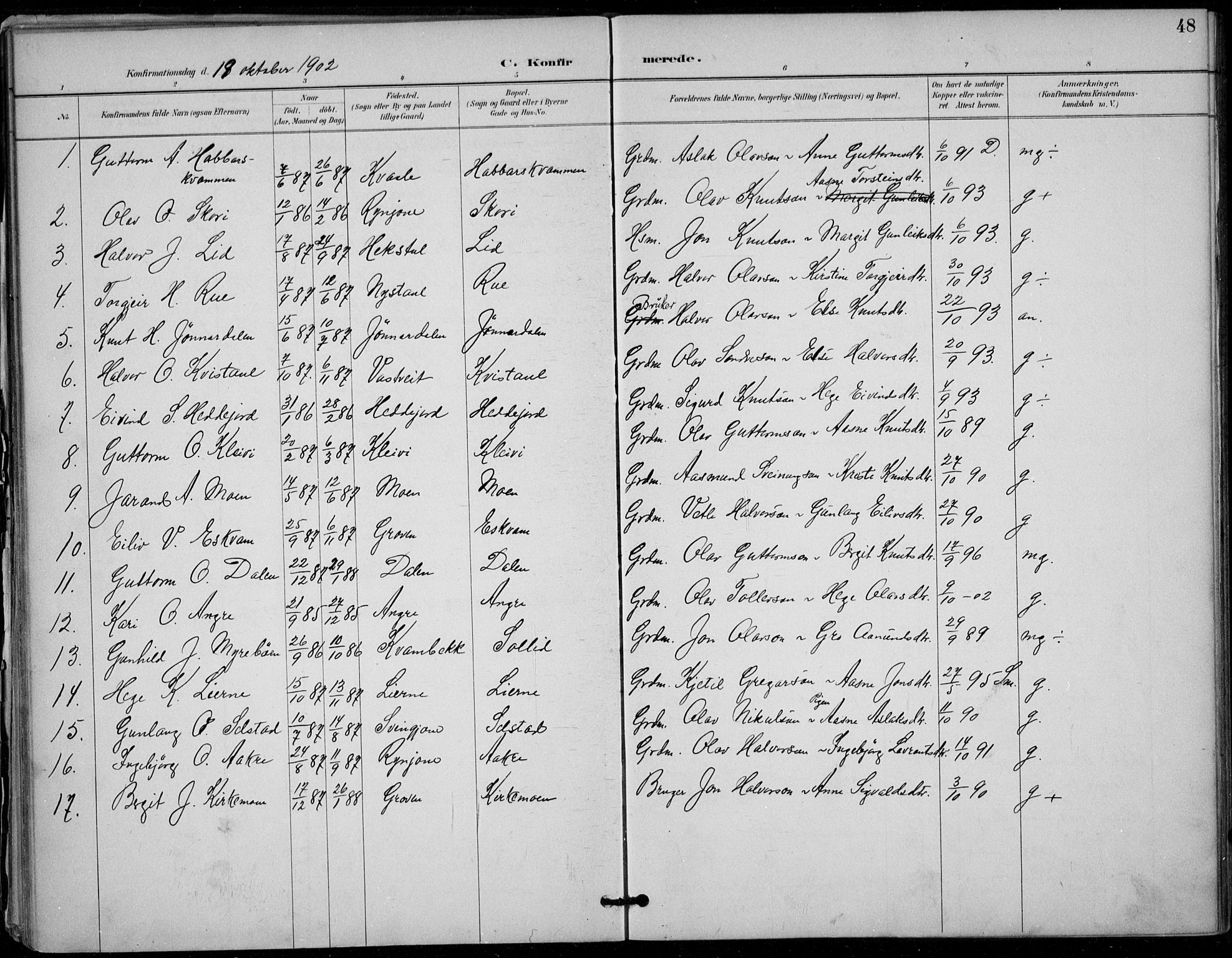 Seljord kirkebøker, SAKO/A-20/F/Fc/L0002: Parish register (official) no. III 2, 1887-1920, p. 48