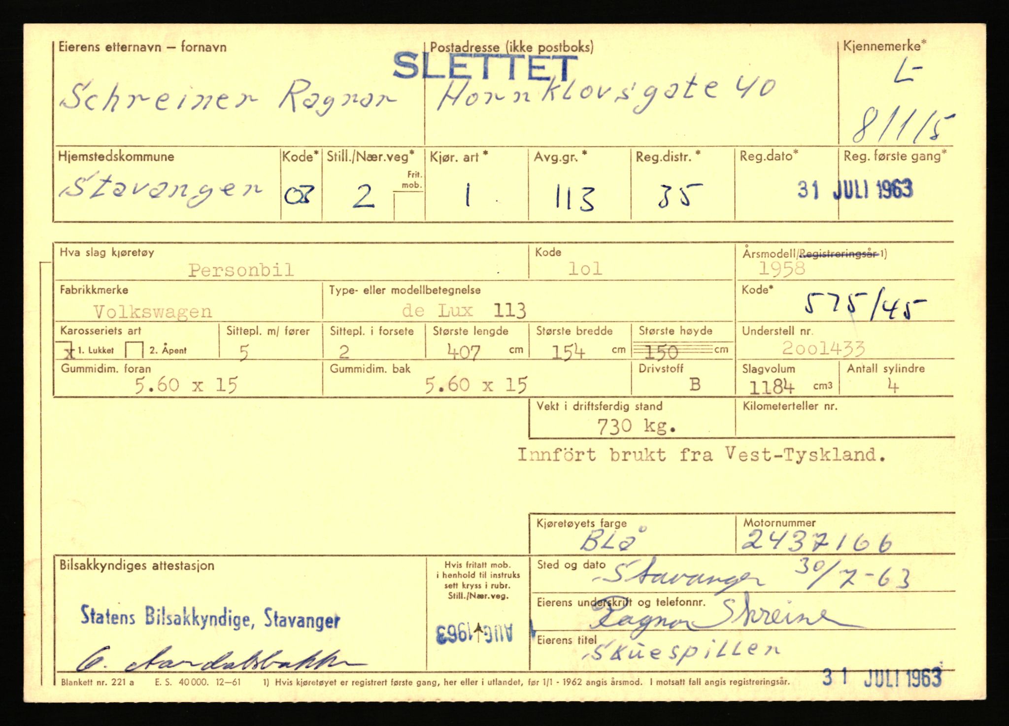 Stavanger trafikkstasjon, AV/SAST-A-101942/0/F/L0071: L-80500 - L-82199, 1930-1971, p. 1109