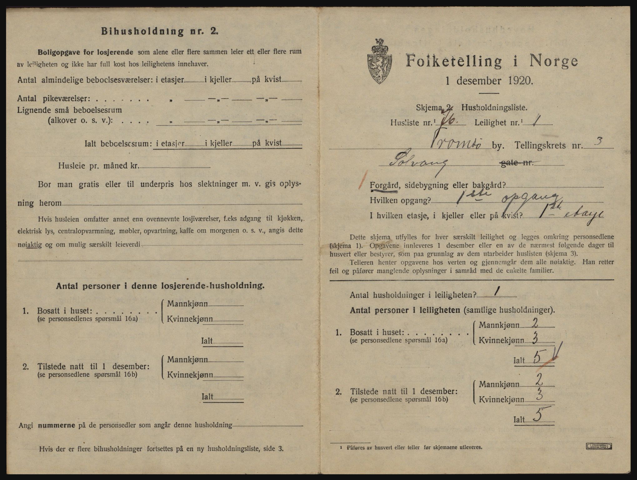 SATØ, 1920 census for Tromsø, 1920, p. 3337
