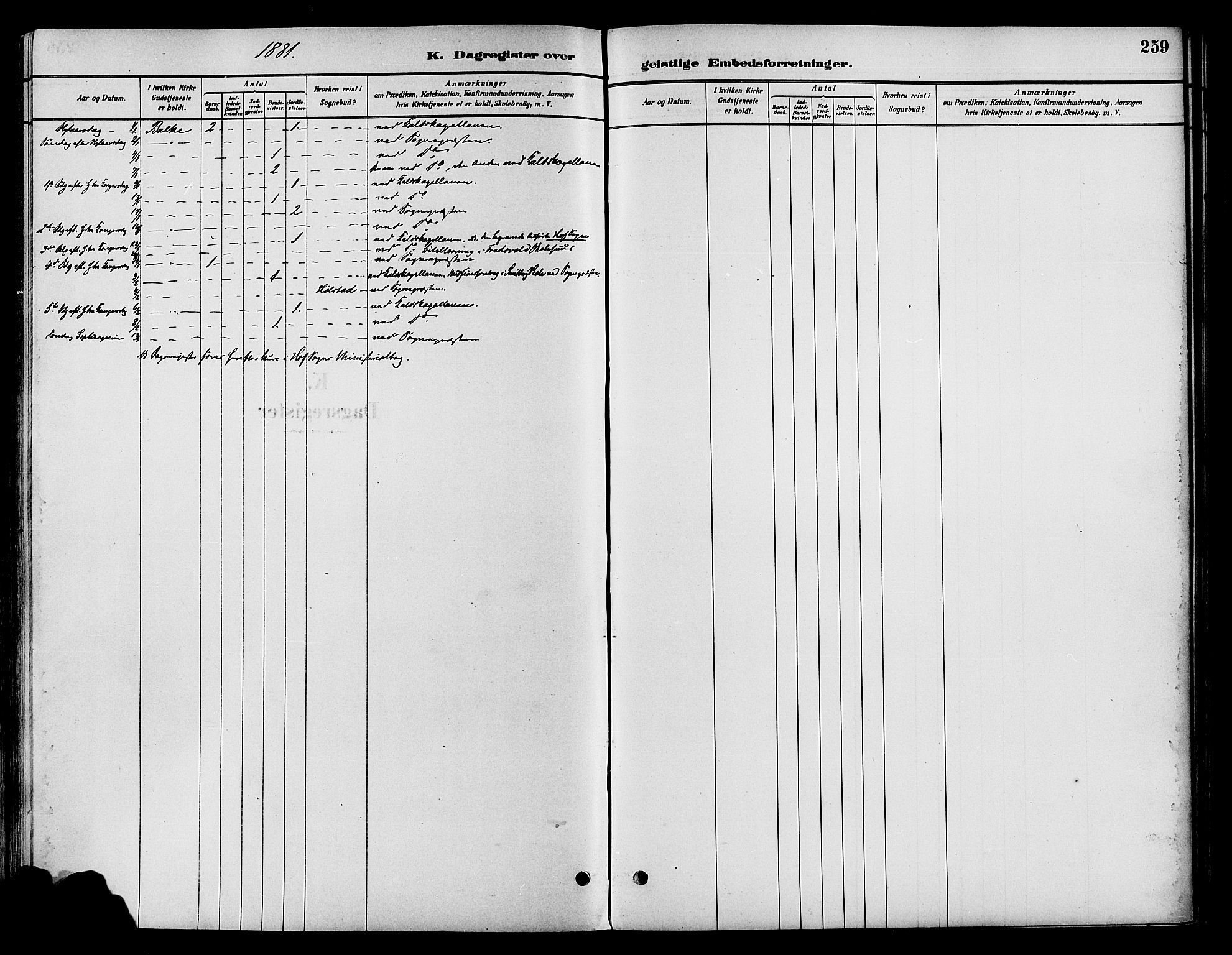 Østre Toten prestekontor, SAH/PREST-104/H/Ha/Haa/L0007: Parish register (official) no. 7, 1881-1896, p. 259