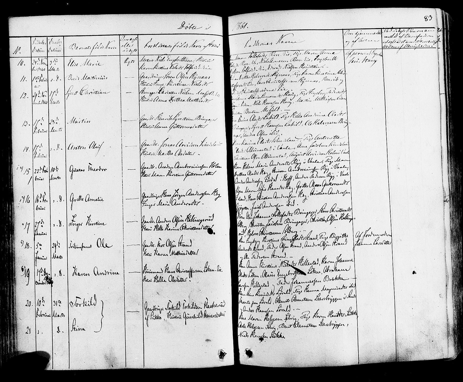 Botne kirkebøker, SAKO/A-340/F/Fa/L0006: Parish register (official) no. I 6, 1836-1877, p. 83