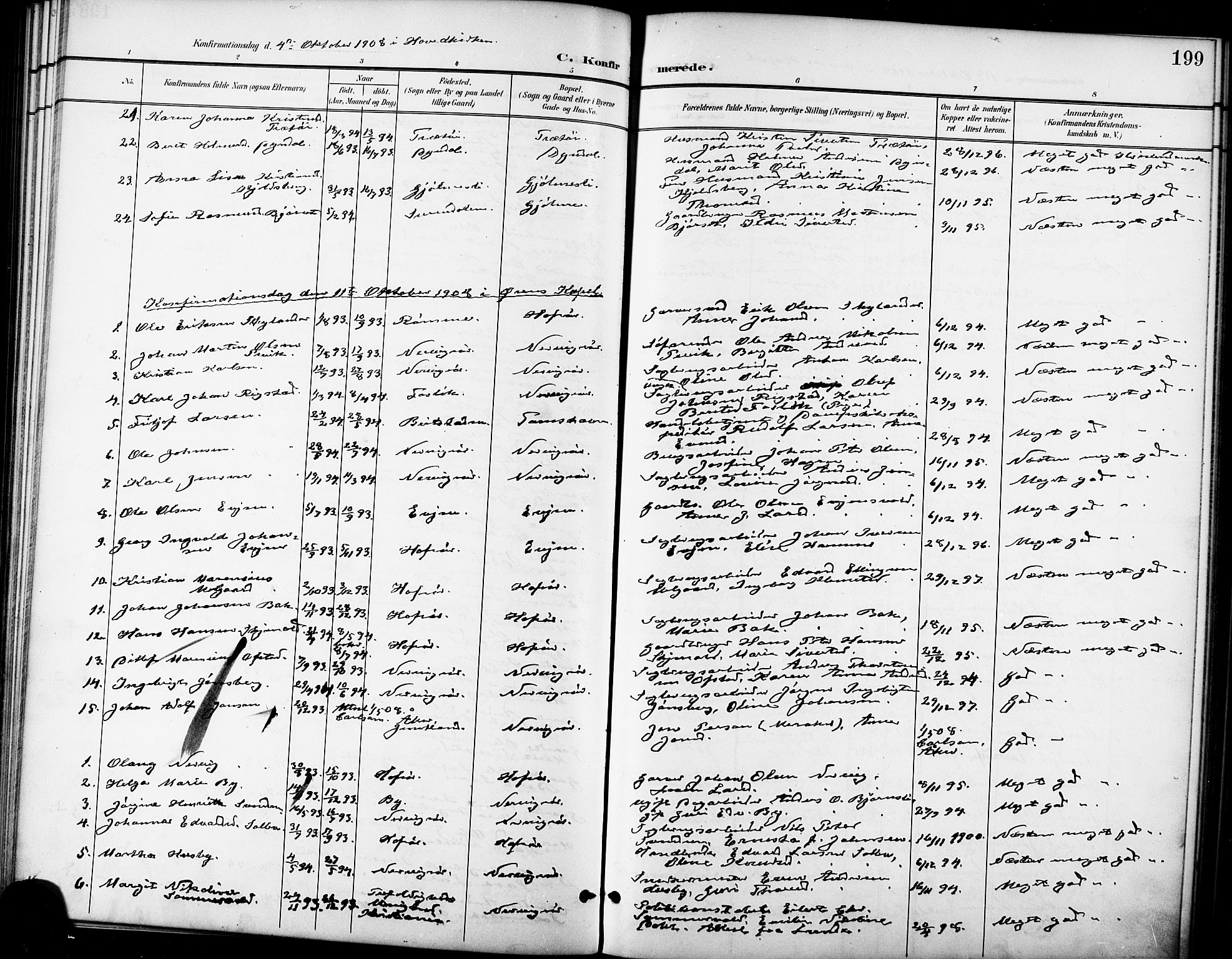 Ministerialprotokoller, klokkerbøker og fødselsregistre - Sør-Trøndelag, SAT/A-1456/668/L0819: Parish register (copy) no. 668C08, 1899-1912, p. 199