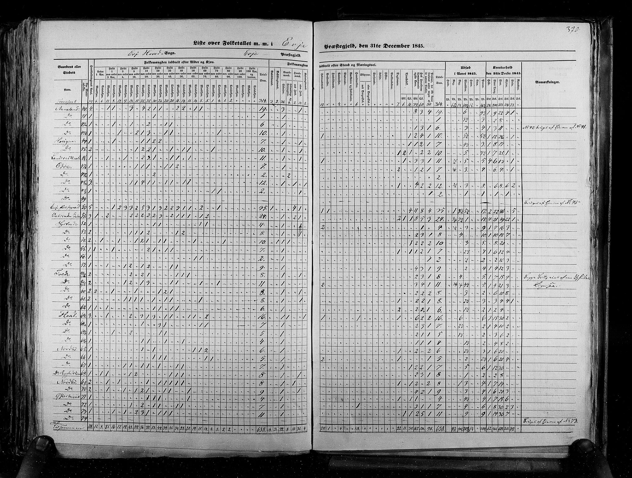 RA, Census 1845, vol. 5: Bratsberg amt og Nedenes og Råbyggelaget amt, 1845, p. 370