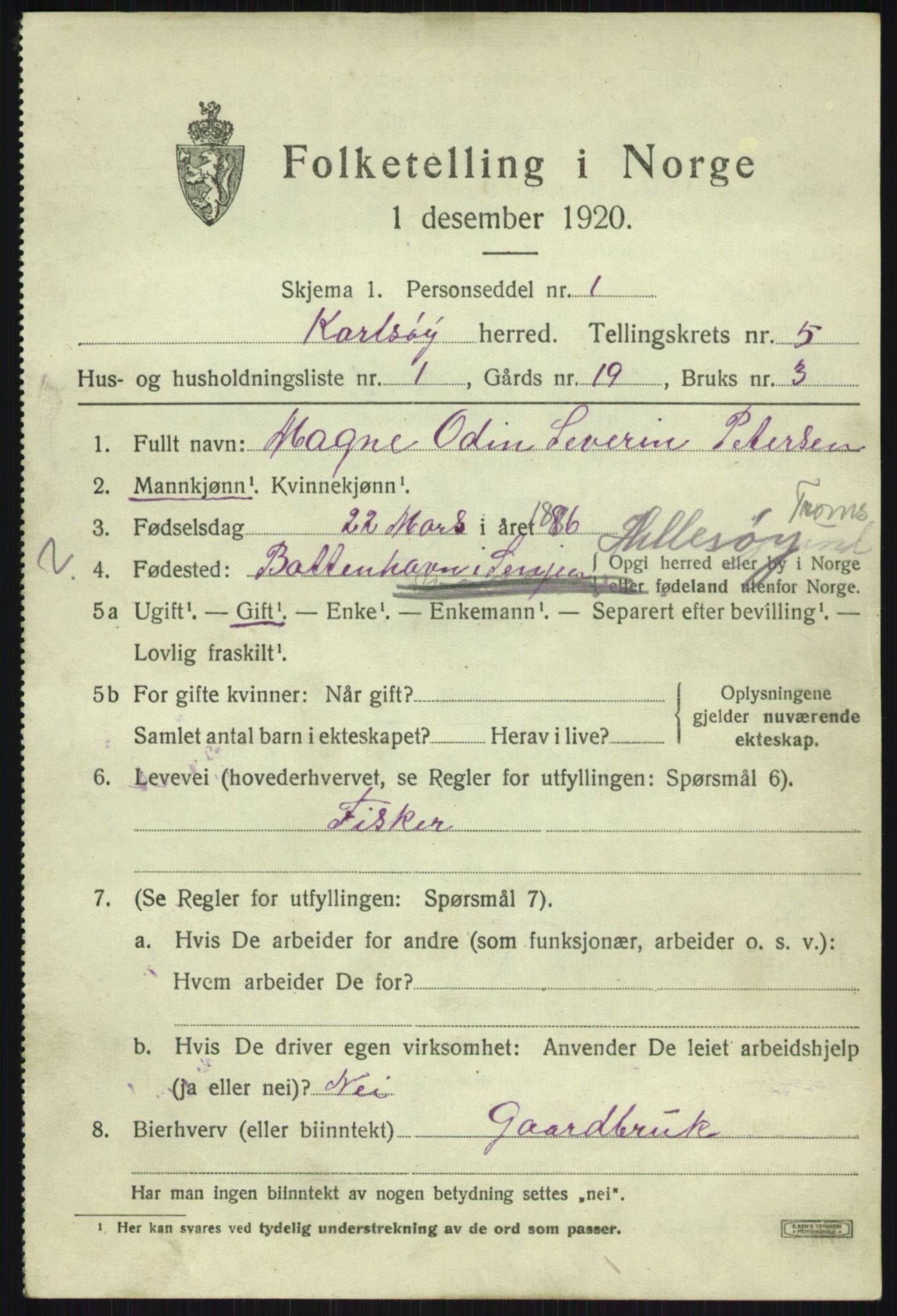 SATØ, 1920 census for Karlsøy, 1920, p. 2152