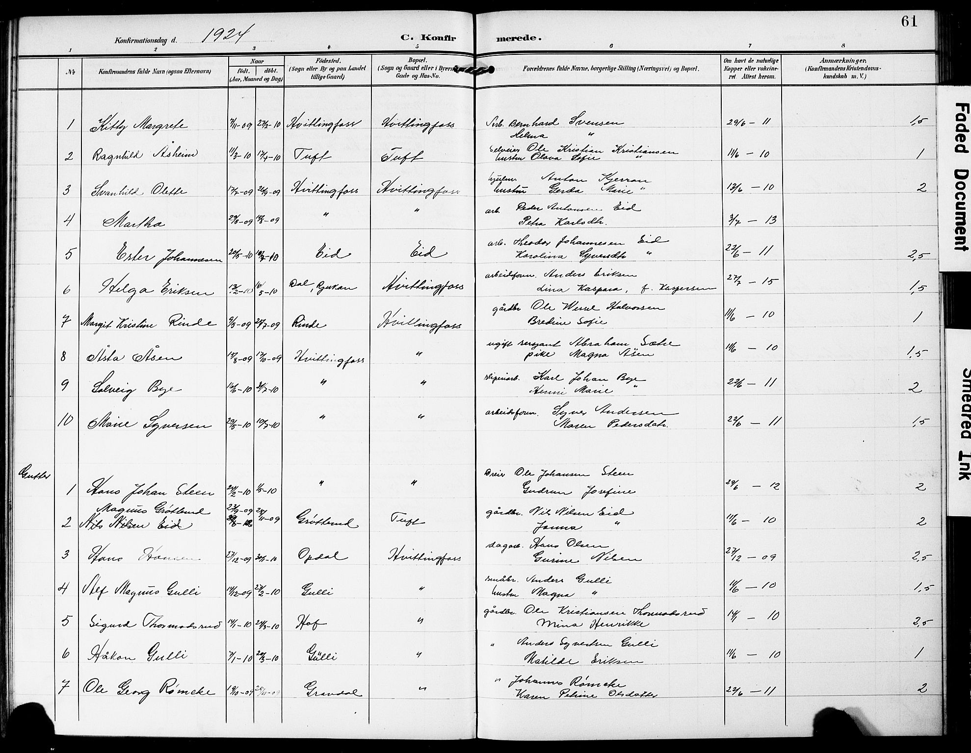 Sandsvær kirkebøker, SAKO/A-244/G/Gc/L0001: Parish register (copy) no. III 1, 1878-1928, p. 61