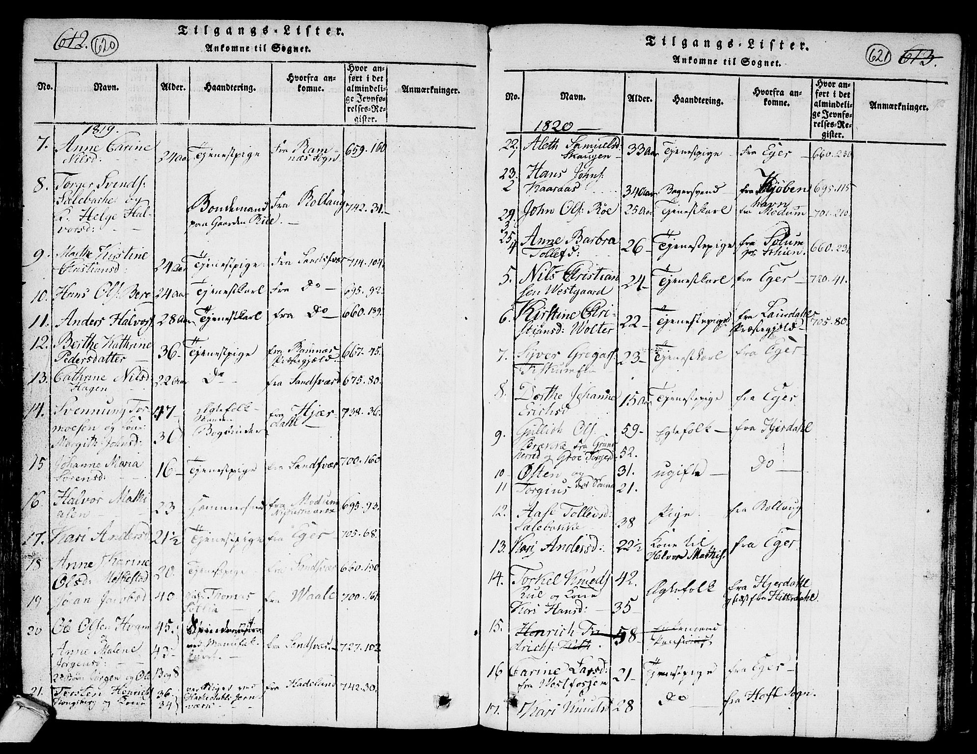 Kongsberg kirkebøker, AV/SAKO-A-22/G/Ga/L0001: Parish register (copy) no. 1, 1816-1839, p. 620-621
