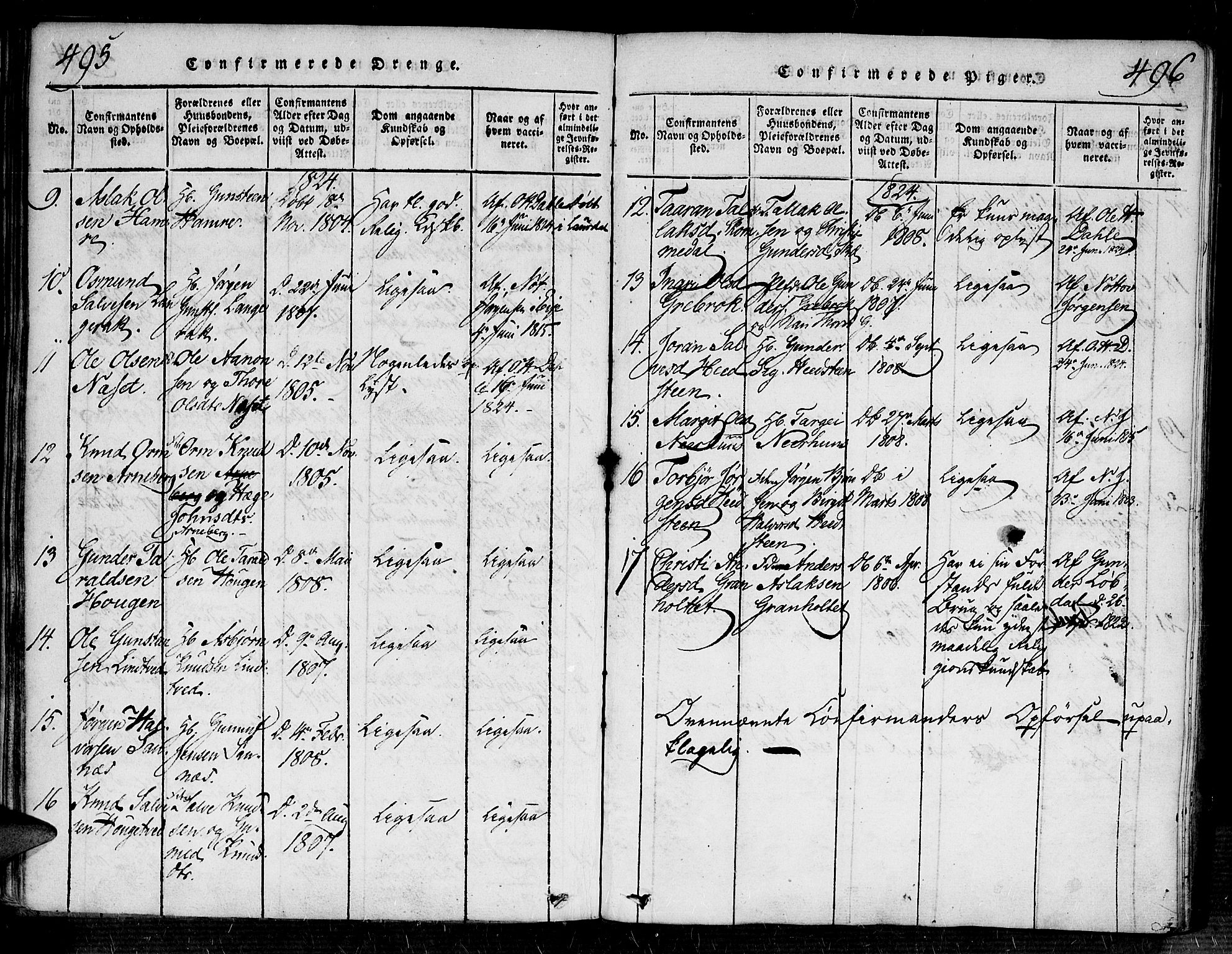 Bygland sokneprestkontor, SAK/1111-0006/F/Fa/Fab/L0003: Parish register (official) no. A 3, 1816-1841, p. 495-496
