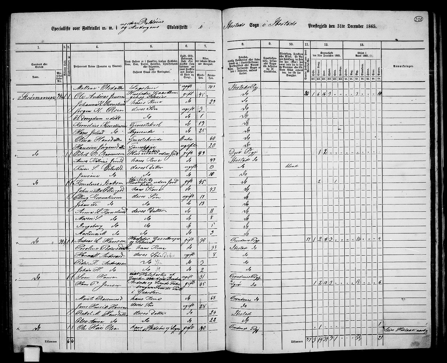 RA, 1865 census for Ibestad, 1865, p. 213