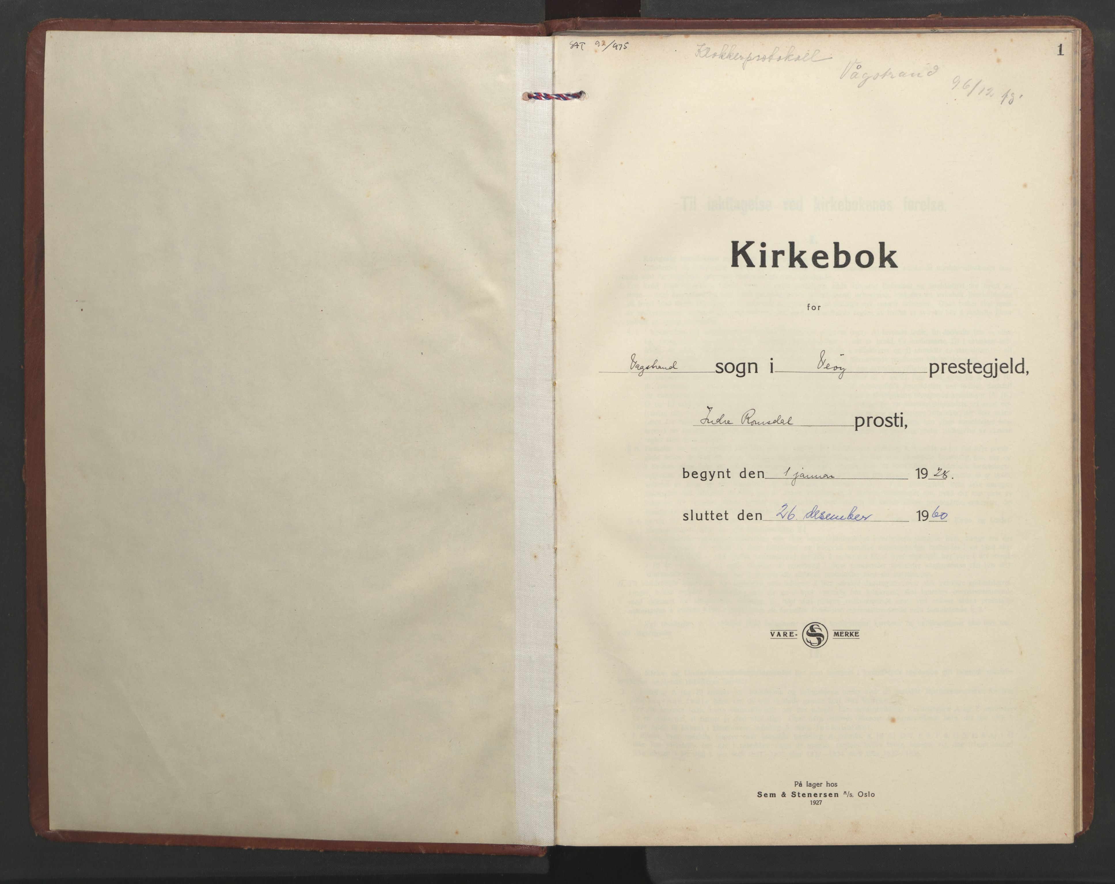 Ministerialprotokoller, klokkerbøker og fødselsregistre - Møre og Romsdal, SAT/A-1454/550/L0619: Parish register (copy) no. 550C02, 1928-1967, p. 1