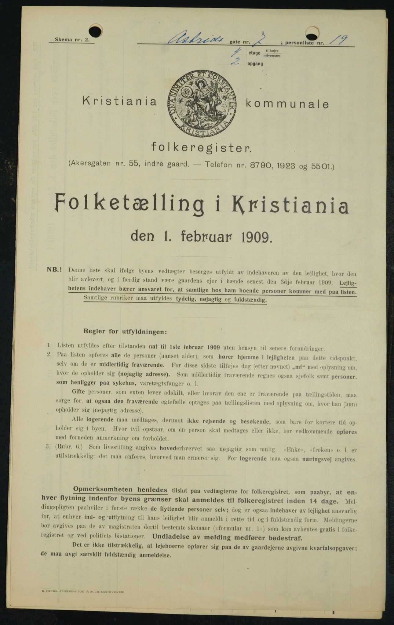 OBA, Municipal Census 1909 for Kristiania, 1909, p. 15650