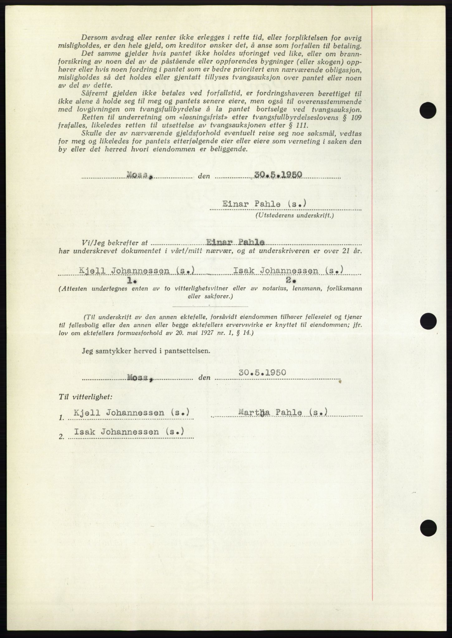 Moss sorenskriveri, AV/SAO-A-10168: Mortgage book no. B24, 1950-1950, Diary no: : 1619/1950