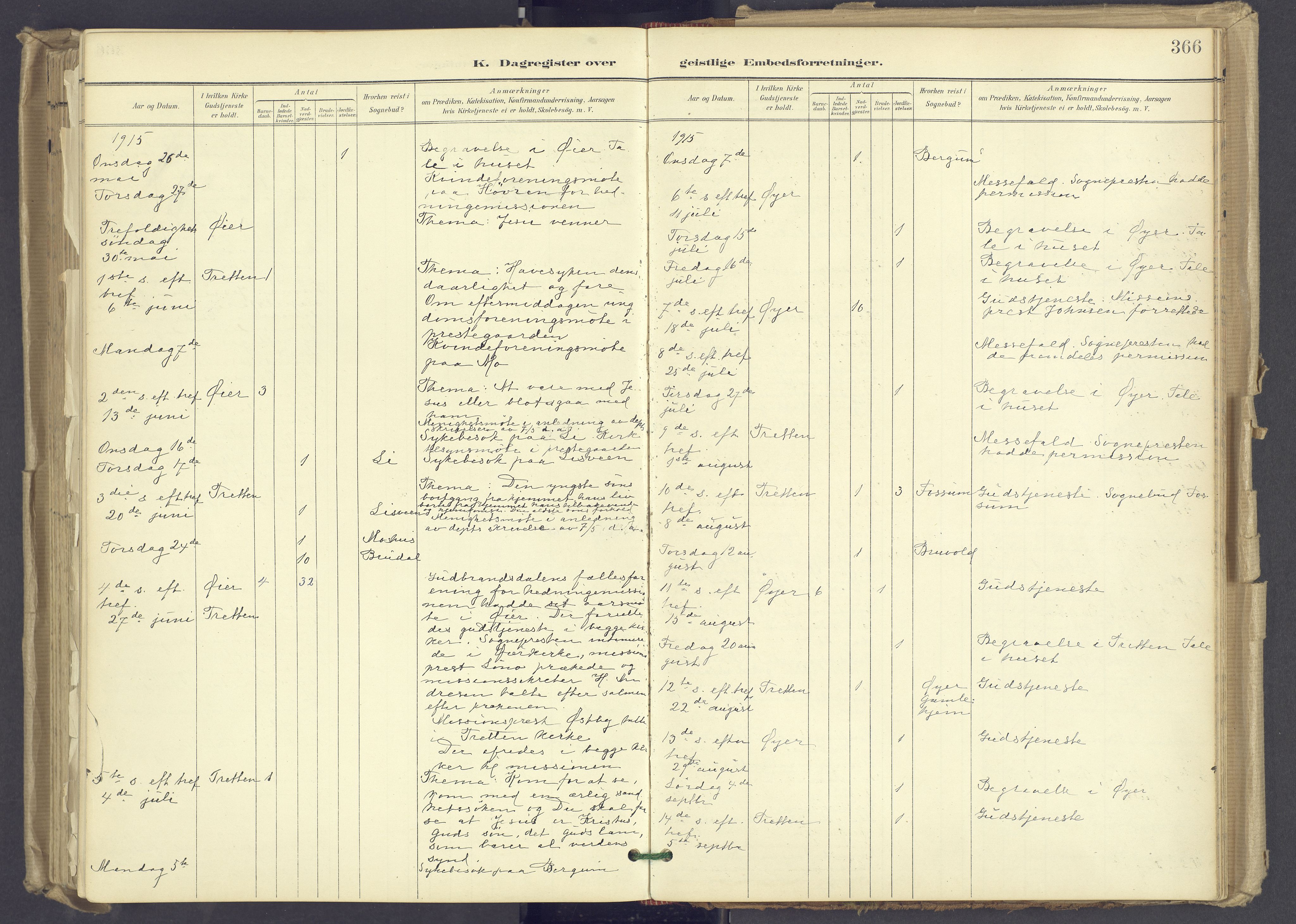 Øyer prestekontor, AV/SAH-PREST-084/H/Ha/Haa/L0012: Parish register (official) no. 12, 1897-1920, p. 366