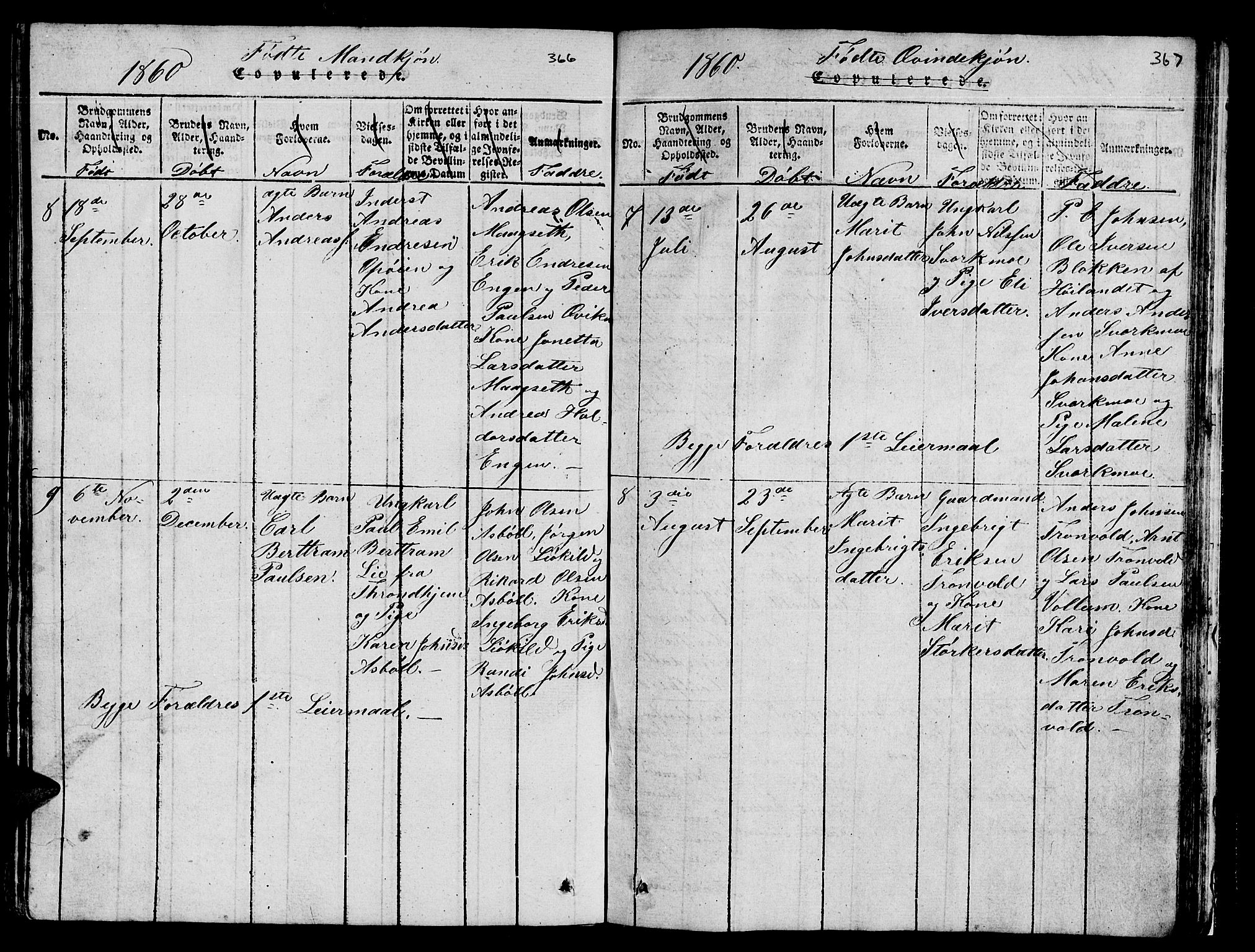 Ministerialprotokoller, klokkerbøker og fødselsregistre - Sør-Trøndelag, AV/SAT-A-1456/671/L0842: Parish register (copy) no. 671C01, 1816-1867, p. 366-367