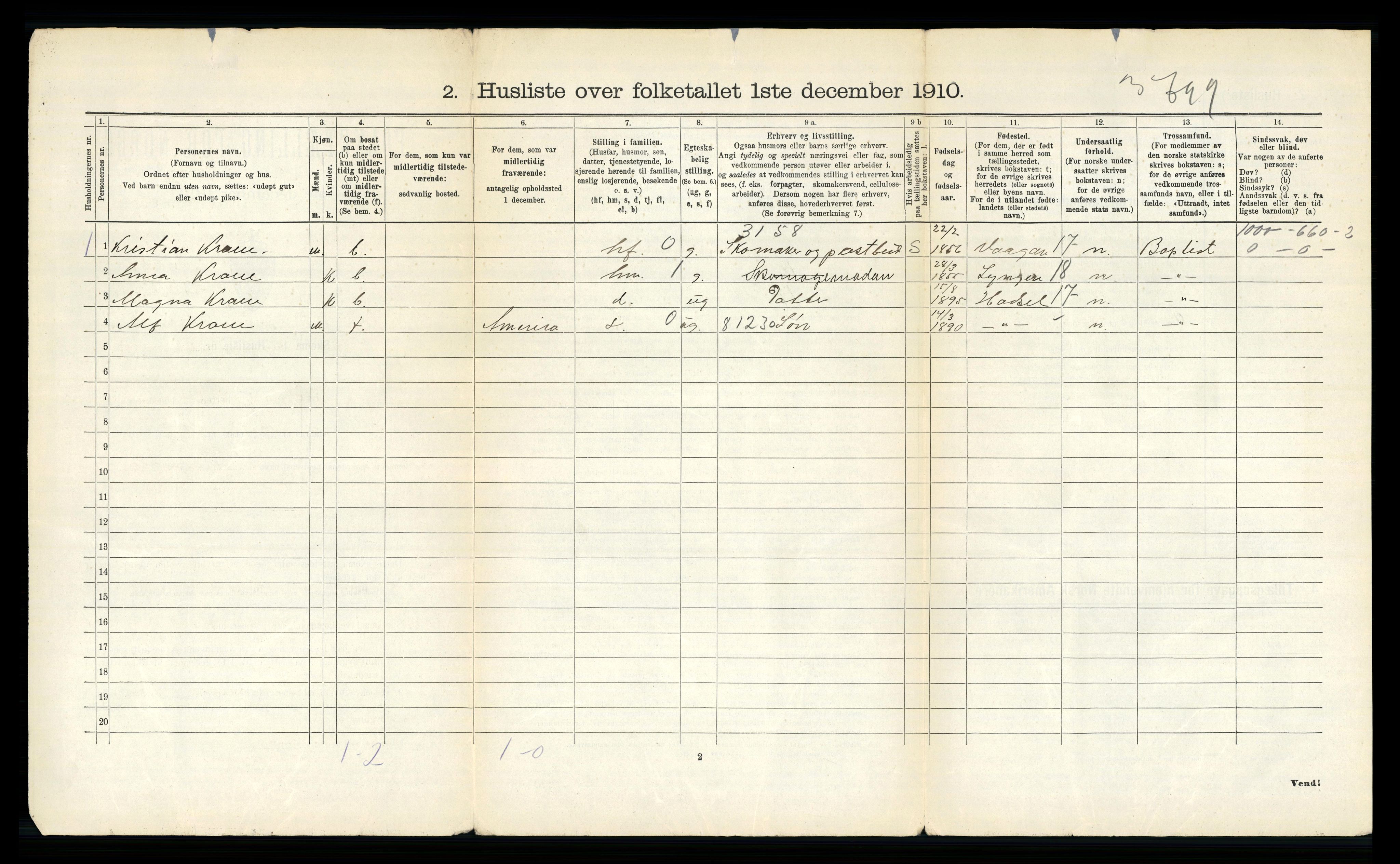 RA, 1910 census for Bø, 1910, p. 574