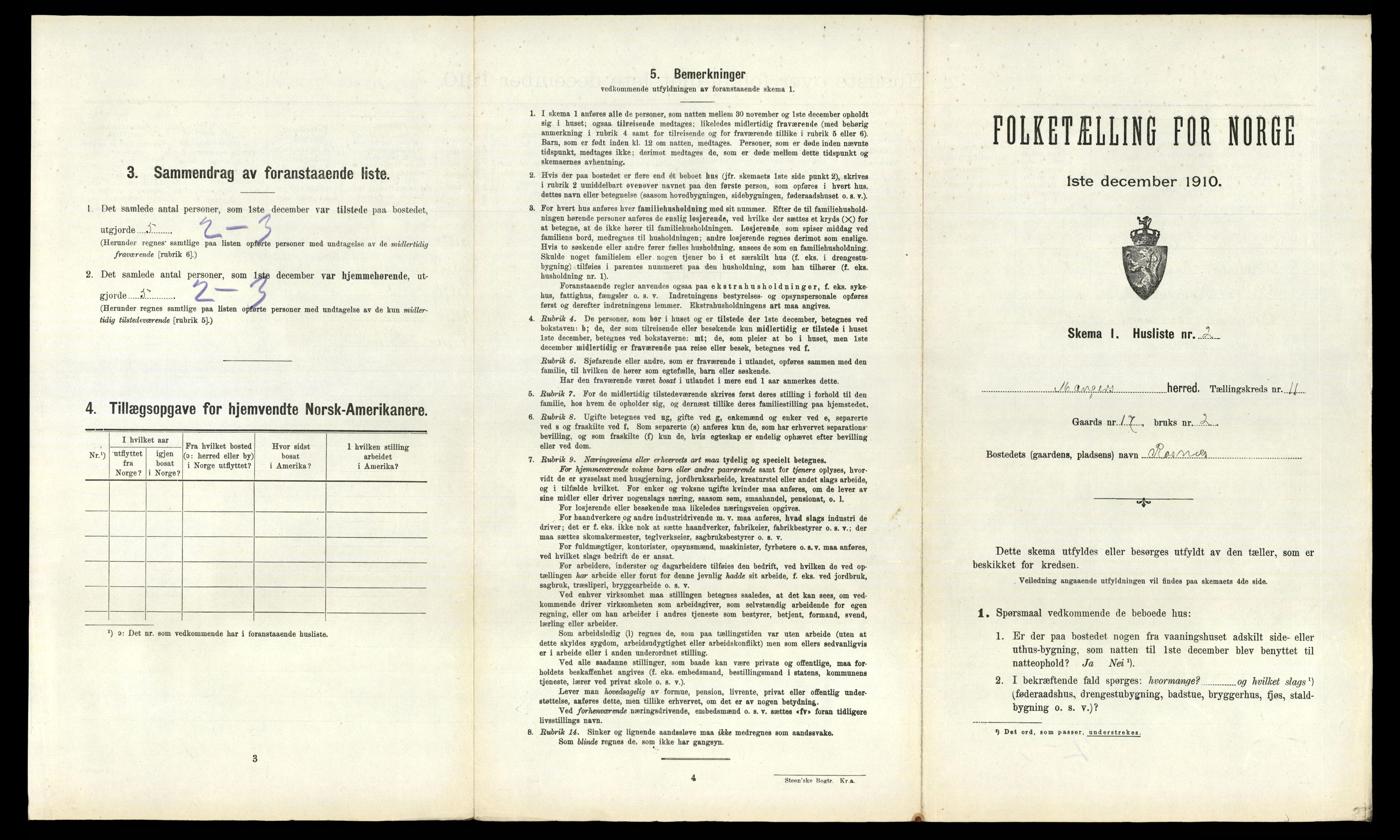 RA, 1910 census for Manger, 1910, p. 1219