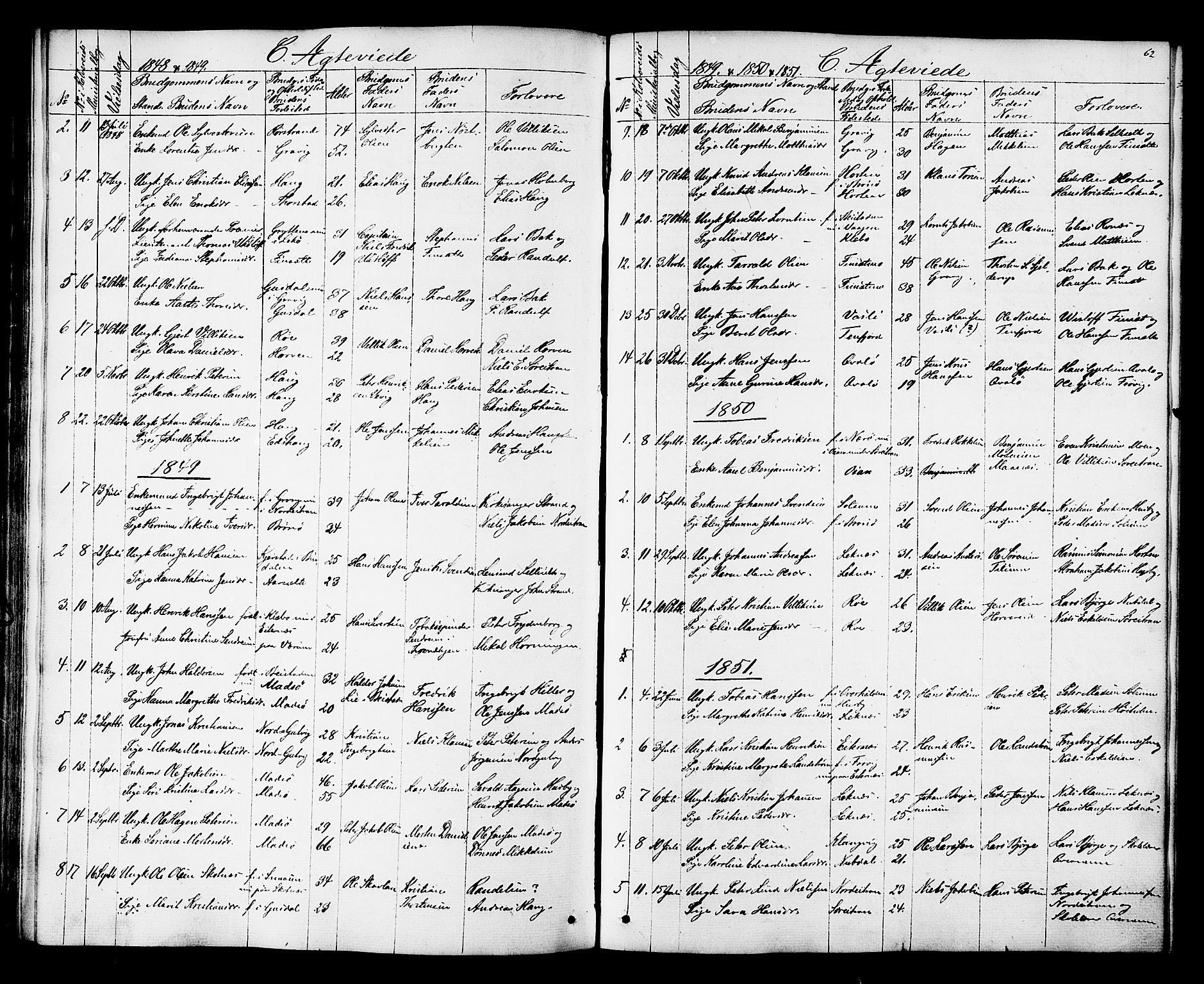 Ministerialprotokoller, klokkerbøker og fødselsregistre - Nord-Trøndelag, SAT/A-1458/788/L0695: Parish register (official) no. 788A02, 1843-1862, p. 62