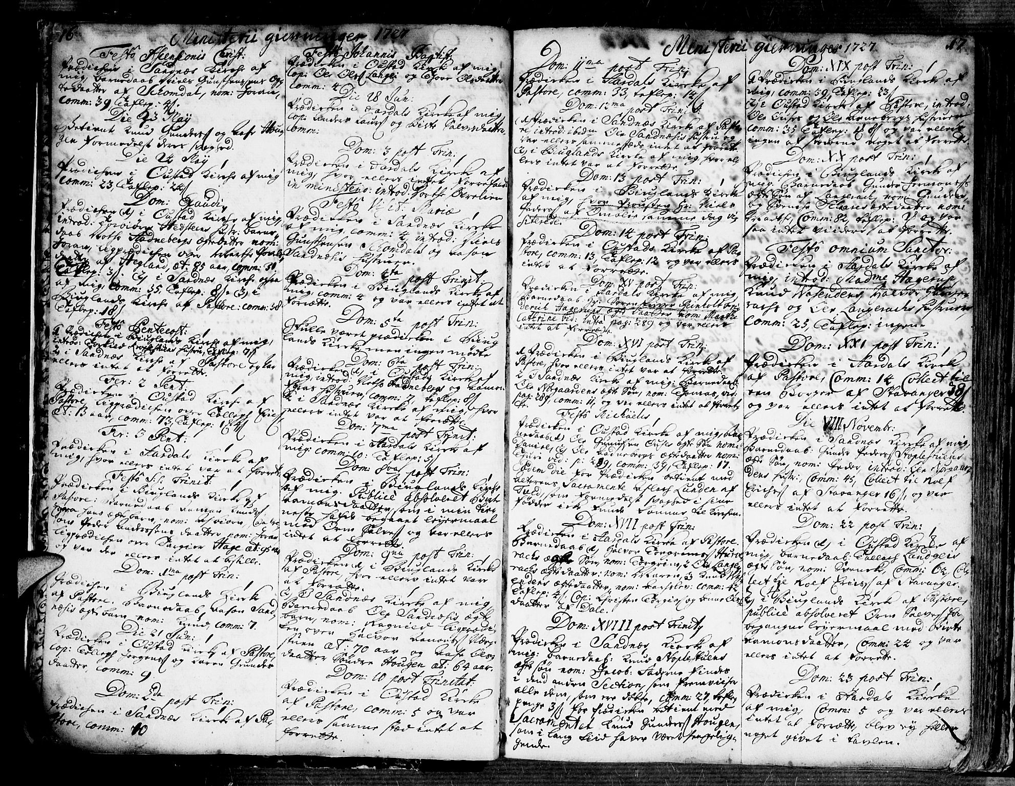 Bygland sokneprestkontor, AV/SAK-1111-0006/F/Fa/Fab/L0001: Parish register (official) no. A 1, 1725-1766, p. 16-17