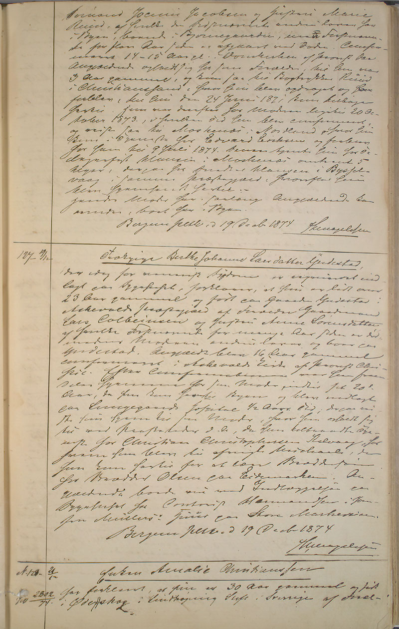 Bergen politikammer / politidistrikt, AV/SAB-A-60401/I/Ic, 1874-1878