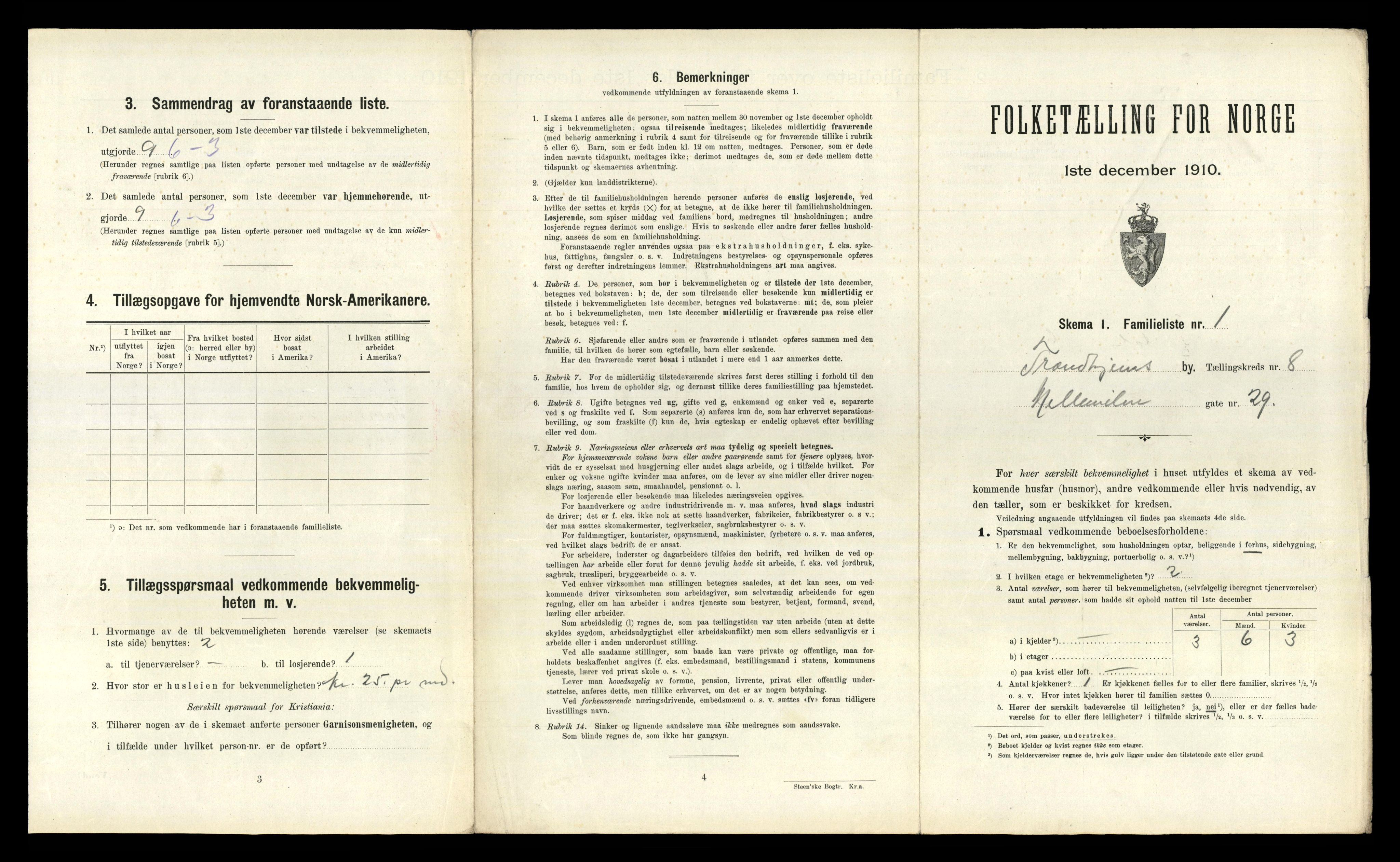 RA, 1910 census for Trondheim, 1910, p. 2957