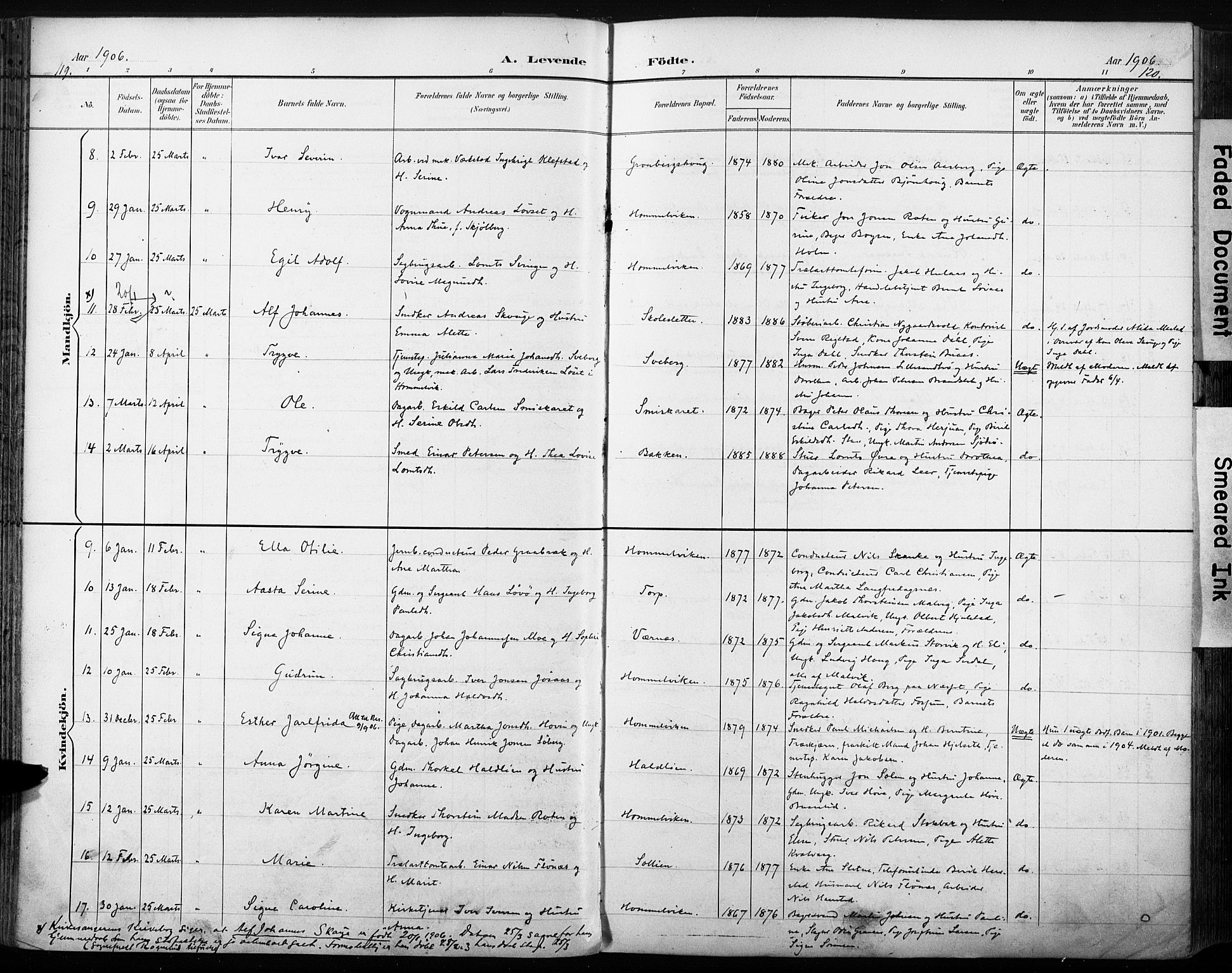 Ministerialprotokoller, klokkerbøker og fødselsregistre - Sør-Trøndelag, AV/SAT-A-1456/616/L0411: Parish register (official) no. 616A08, 1894-1906, p. 119-120