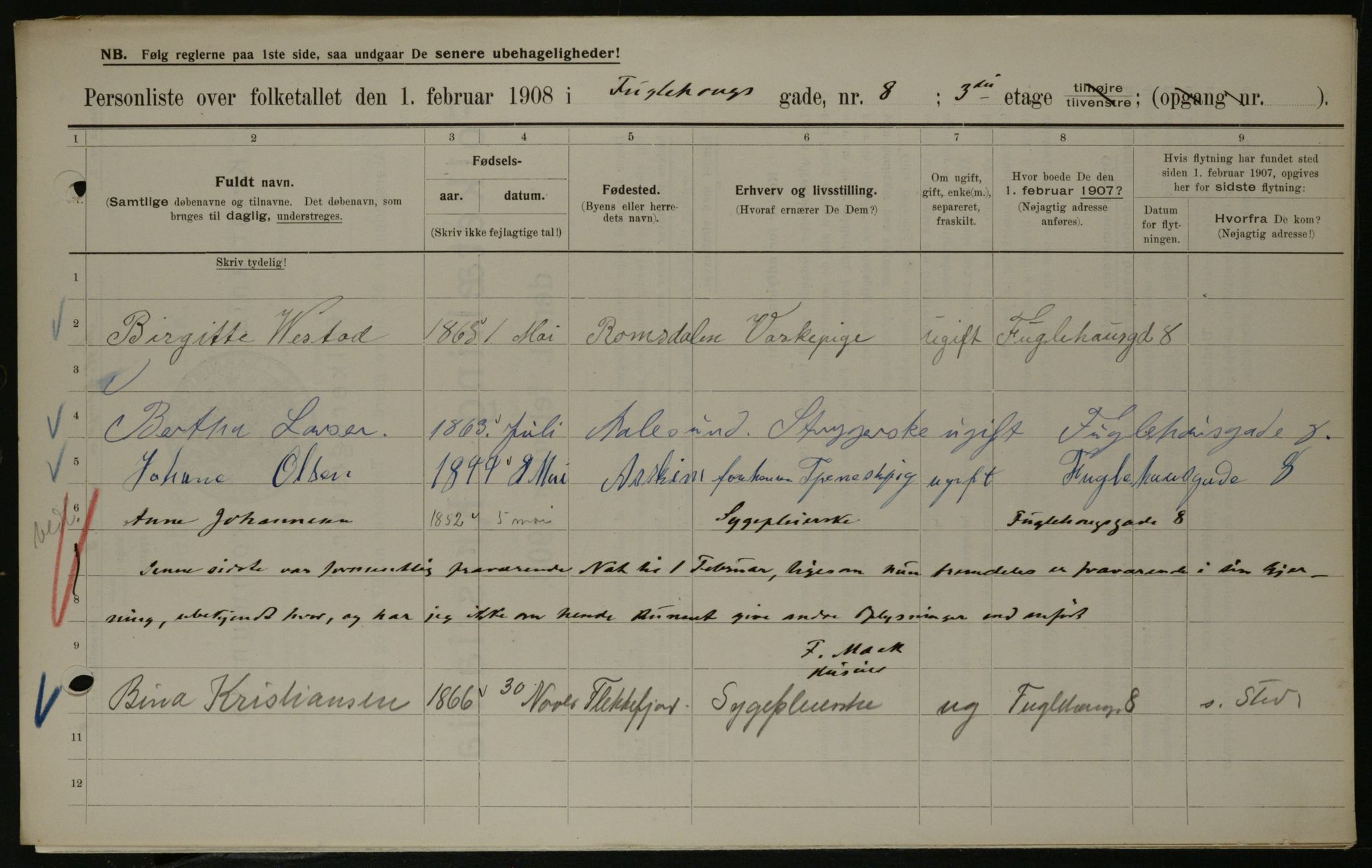 OBA, Municipal Census 1908 for Kristiania, 1908, p. 25608