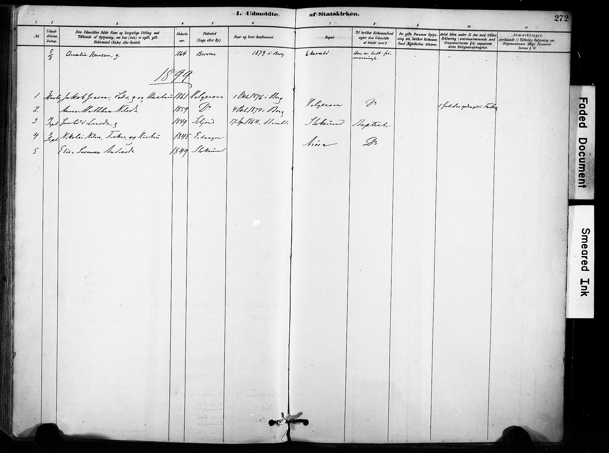 Brunlanes kirkebøker, AV/SAKO-A-342/F/Fb/L0001: Parish register (official) no. II 1, 1878-1899, p. 272