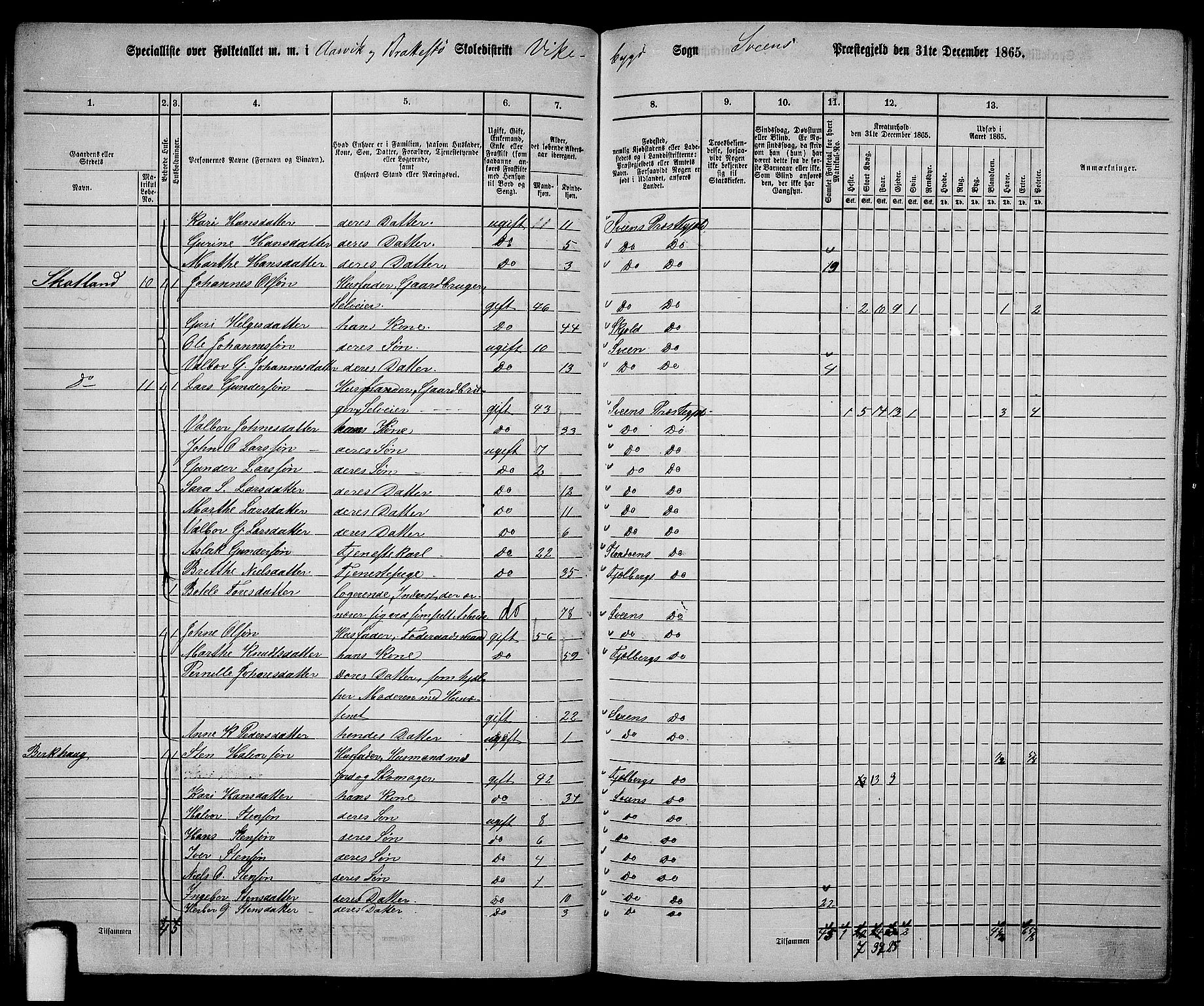 RA, 1865 census for Sveio, 1865, p. 30