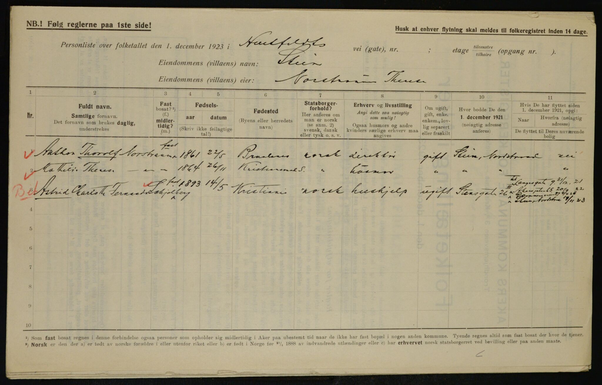 , Municipal Census 1923 for Aker, 1923, p. 36818