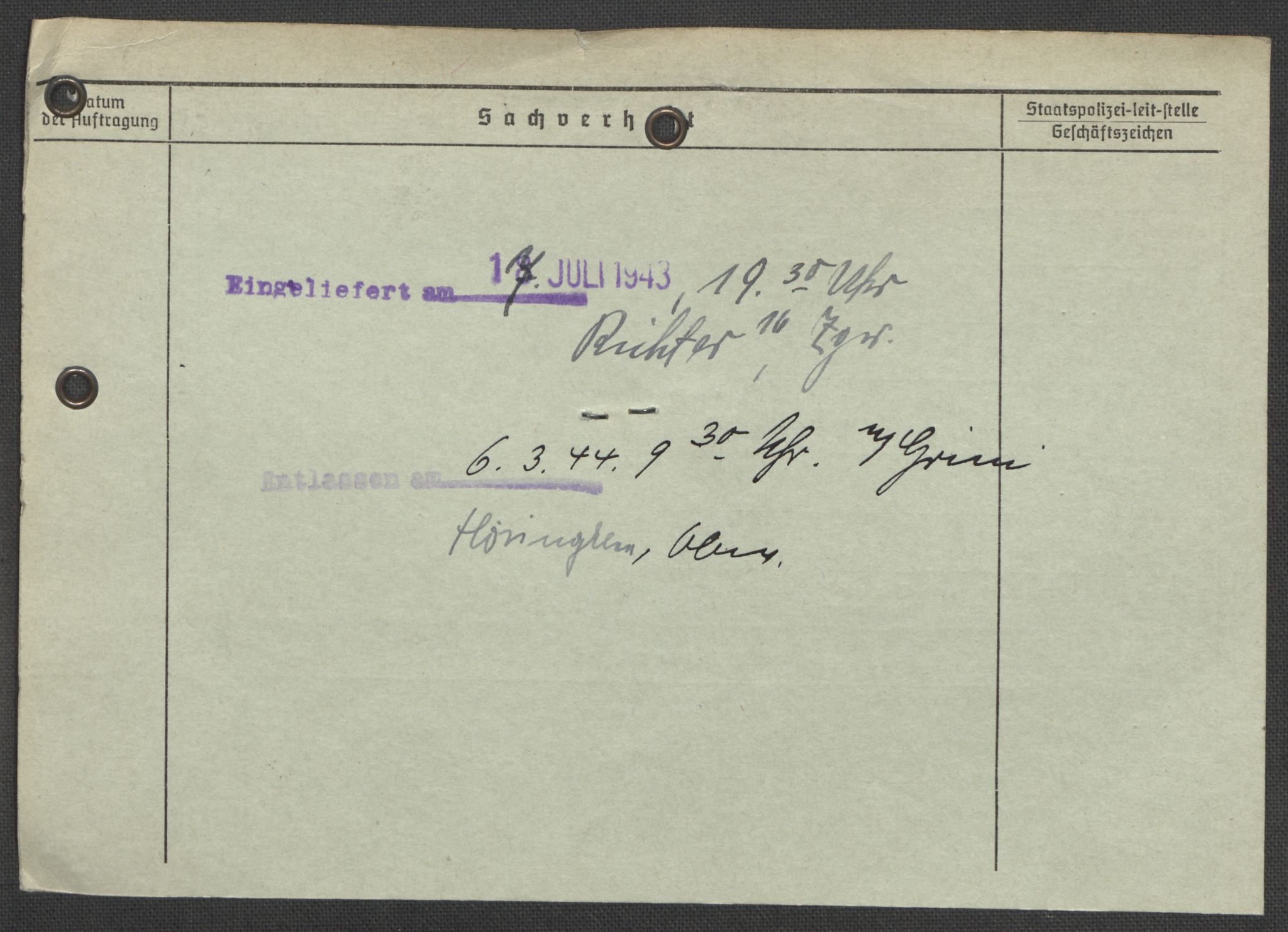 Befehlshaber der Sicherheitspolizei und des SD, AV/RA-RAFA-5969/E/Ea/Eaa/L0009: Register over norske fanger i Møllergata 19: Ru-Sy, 1940-1945, p. 1073