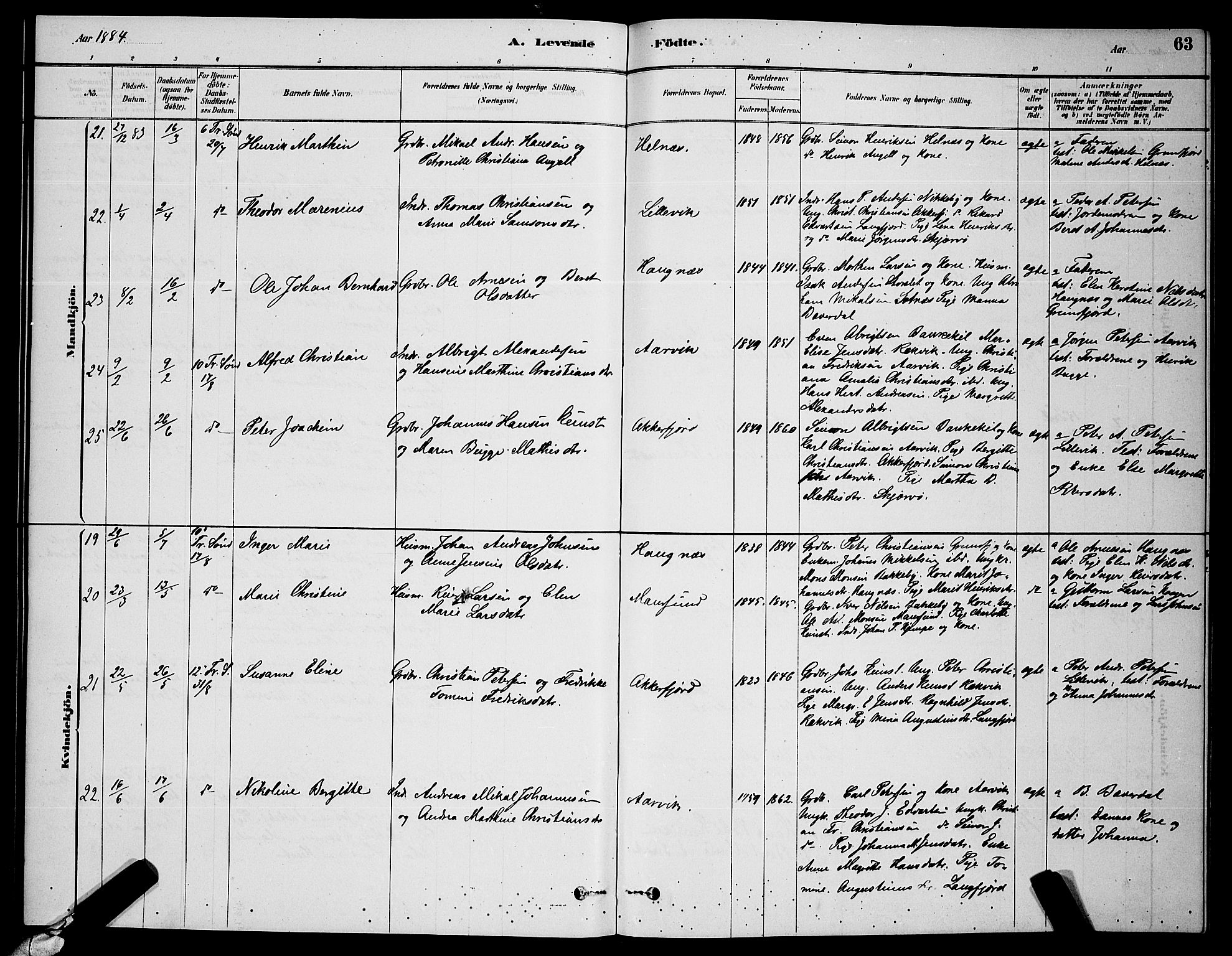 Skjervøy sokneprestkontor, AV/SATØ-S-1300/H/Ha/Hab/L0006klokker: Parish register (copy) no. 6, 1878-1888, p. 63