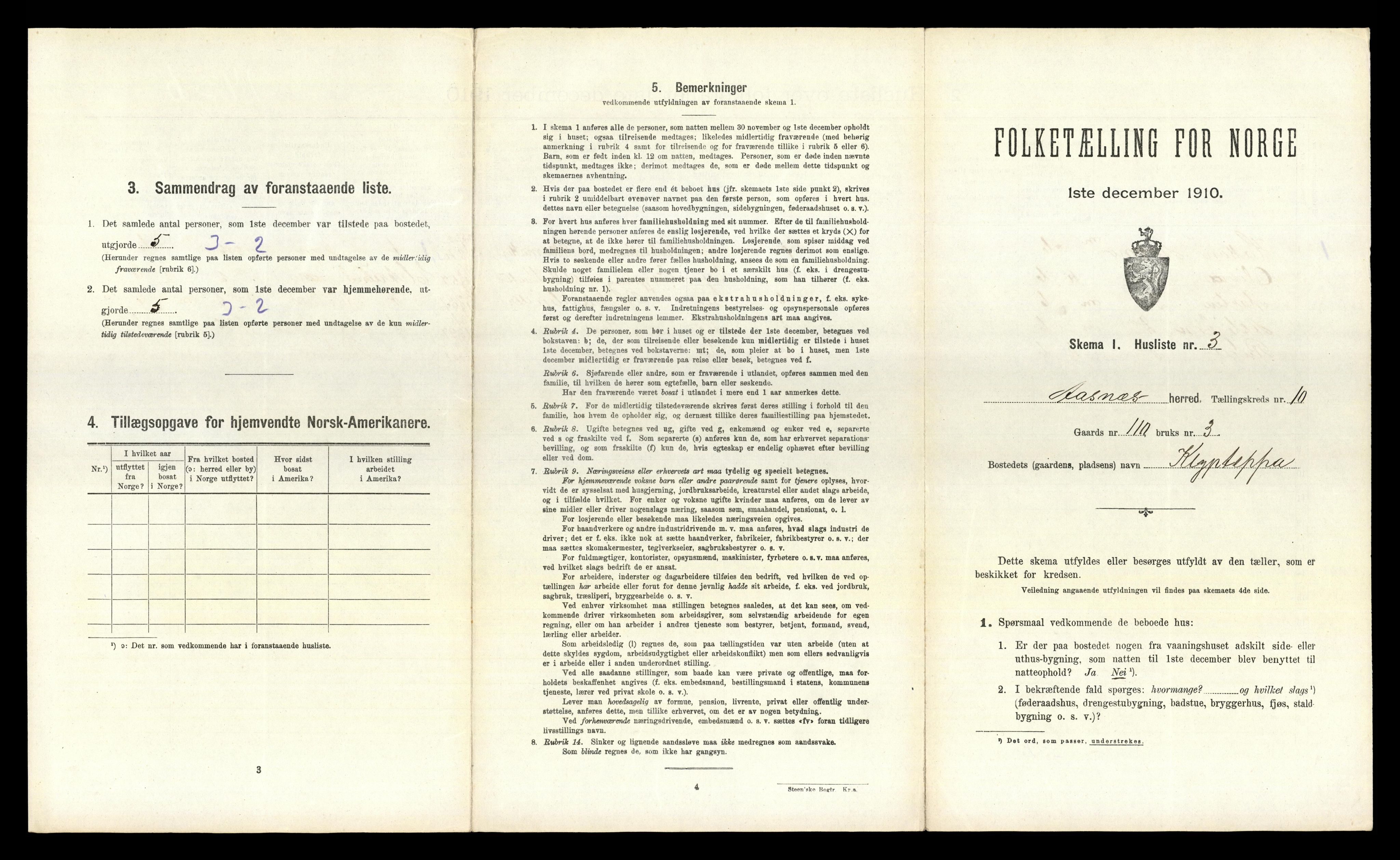 RA, 1910 census for Åsnes, 1910, p. 1516