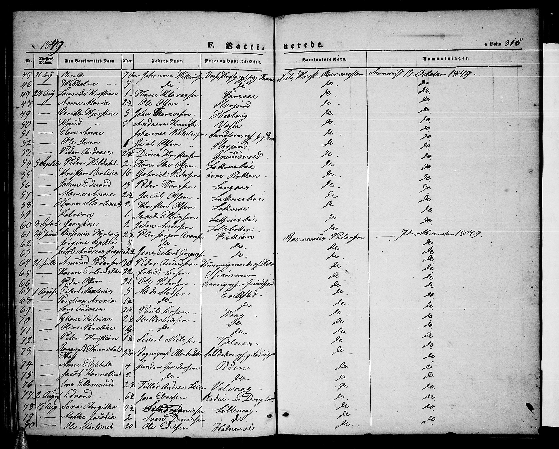 Ministerialprotokoller, klokkerbøker og fødselsregistre - Nordland, AV/SAT-A-1459/872/L1045: Parish register (copy) no. 872C01, 1840-1851, p. 315