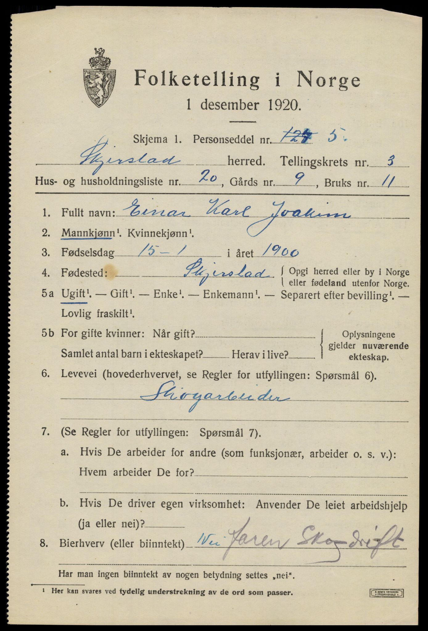 SAT, 1920 census for Skjerstad, 1920, p. 1469