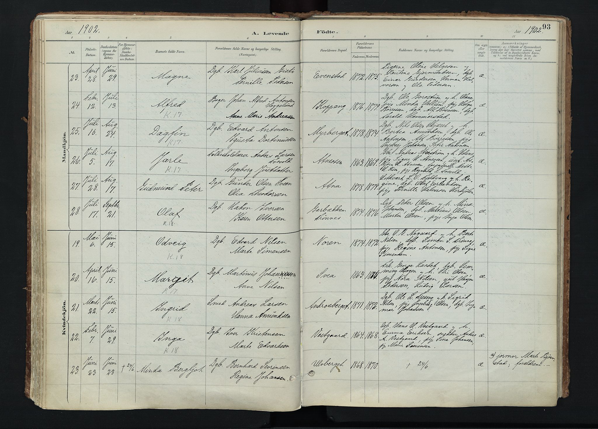 Stor-Elvdal prestekontor, AV/SAH-PREST-052/H/Ha/Haa/L0004: Parish register (official) no. 4, 1890-1922, p. 93