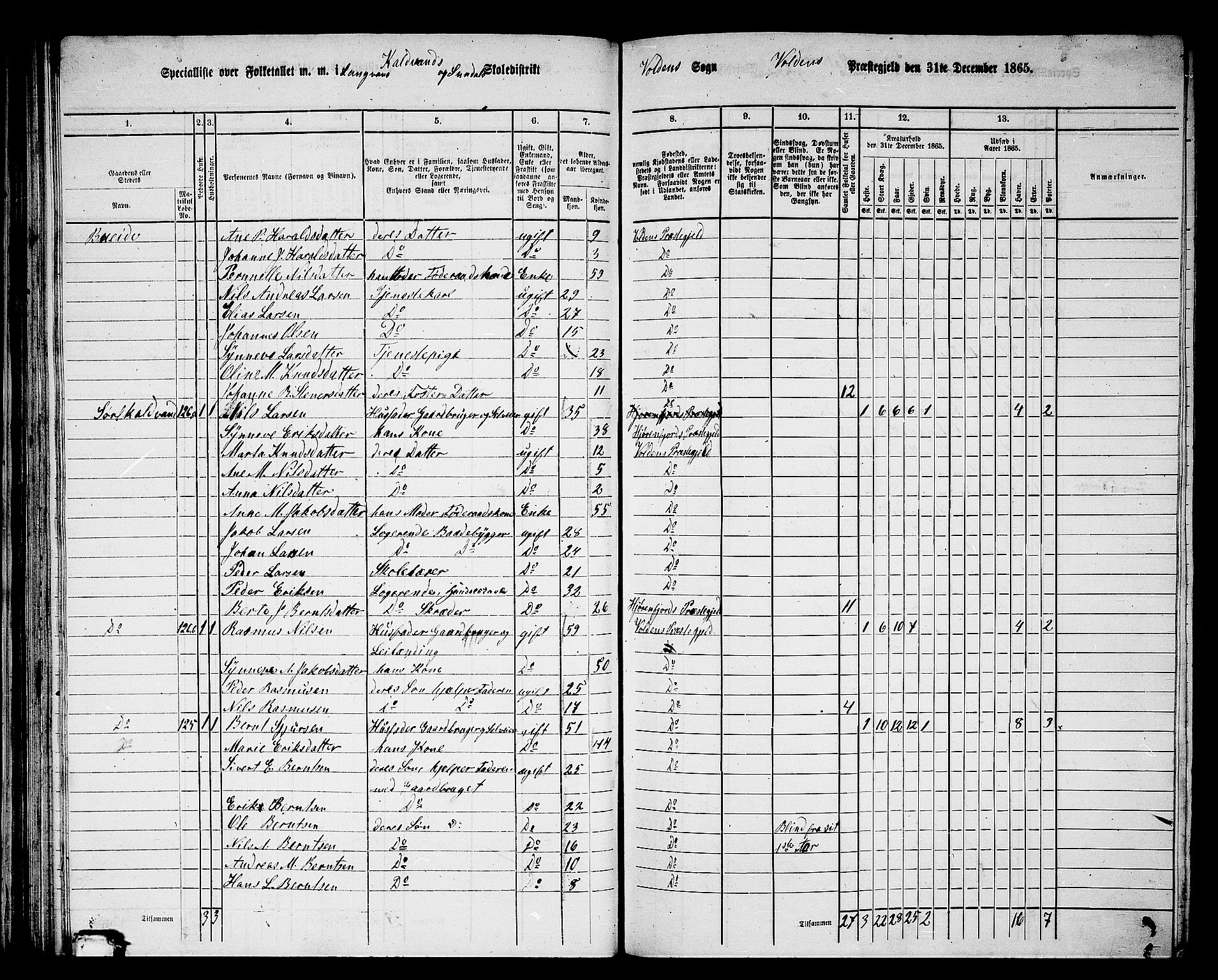 RA, 1865 census for Volda, 1865, p. 78