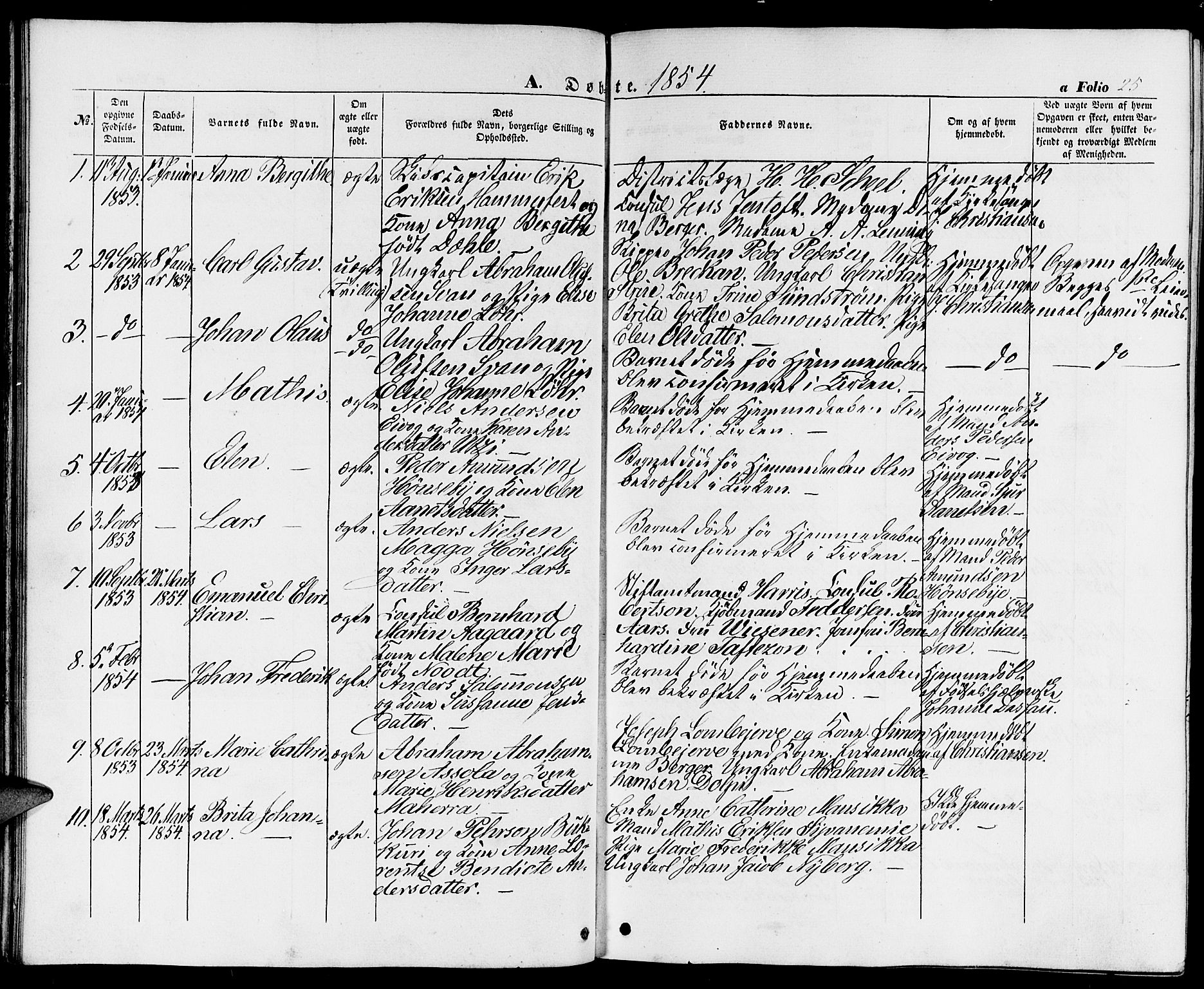 Hammerfest sokneprestkontor, SATØ/S-1347/H/Hb/L0002.klokk: Parish register (copy) no. 2, 1851-1861, p. 25