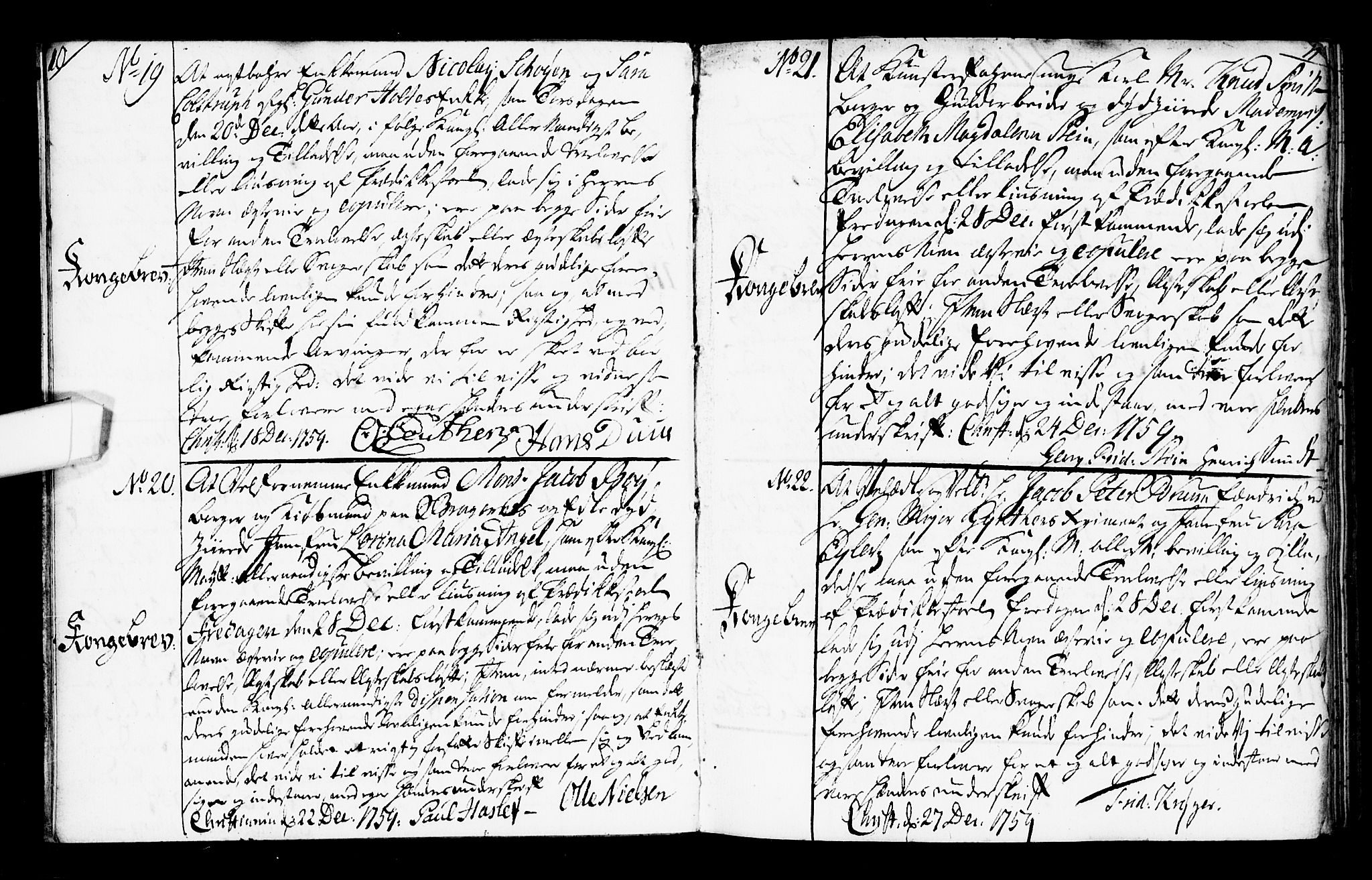 Oslo domkirke Kirkebøker, SAO/A-10752/L/La/L0008: Best man's statements no. 8, 1759-1769, p. 10-11