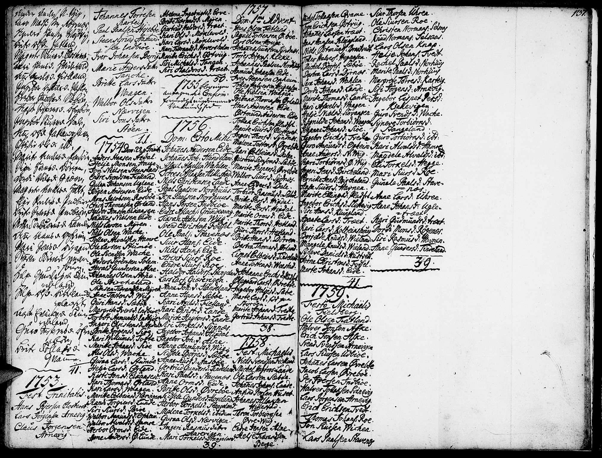 Fjelberg sokneprestembete, SAB/A-75201/H/Haa: Parish register (official) no. A 1, 1739-1759, p. 137