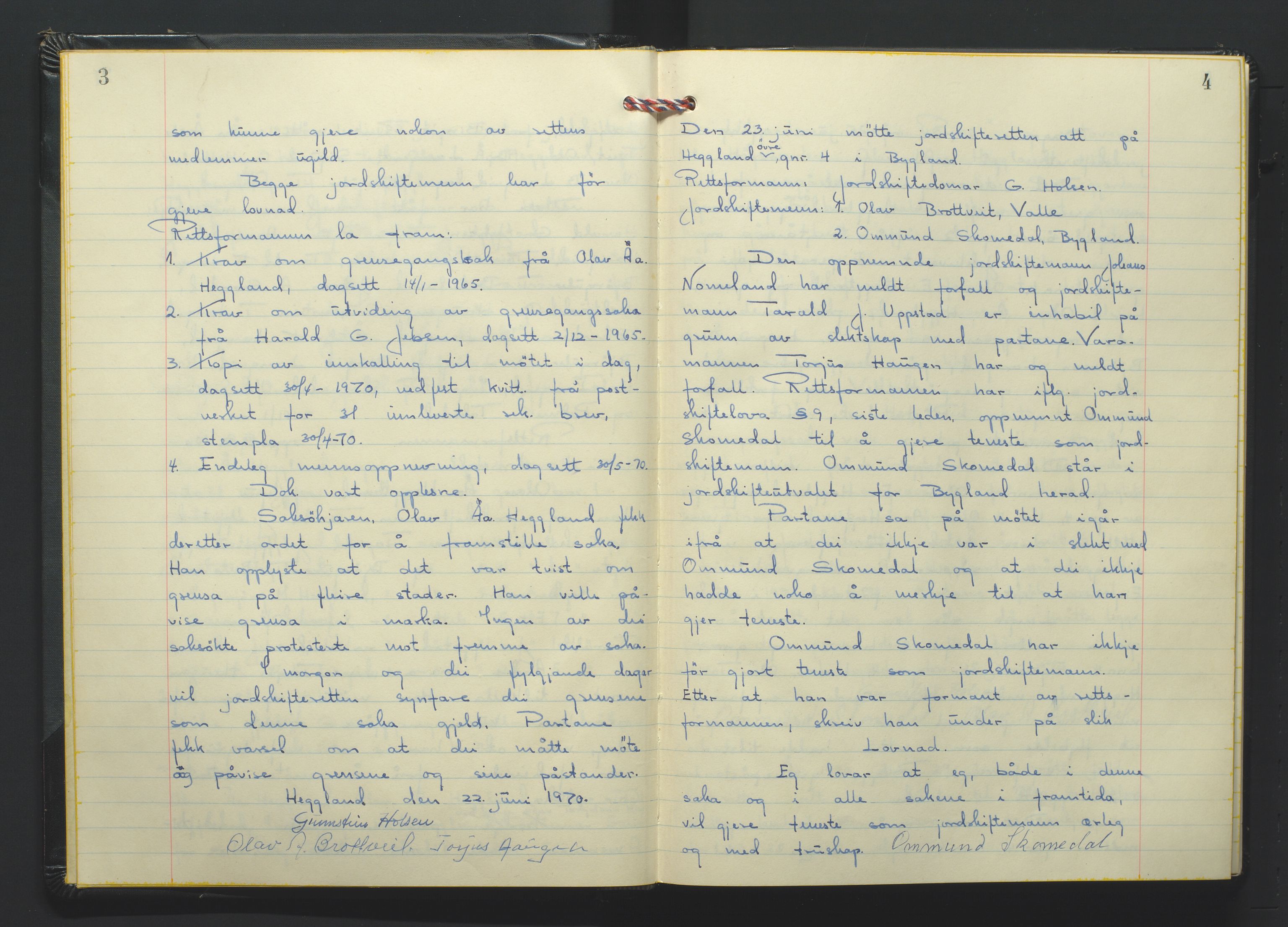 Setesdal jordskifterett, AV/SAK-1541-0008/F/Fa/Faa/L0012: Jordskifteprotokoll med gårdsregister, Setesdal domssokn nr 27 (II), 1970-1971
