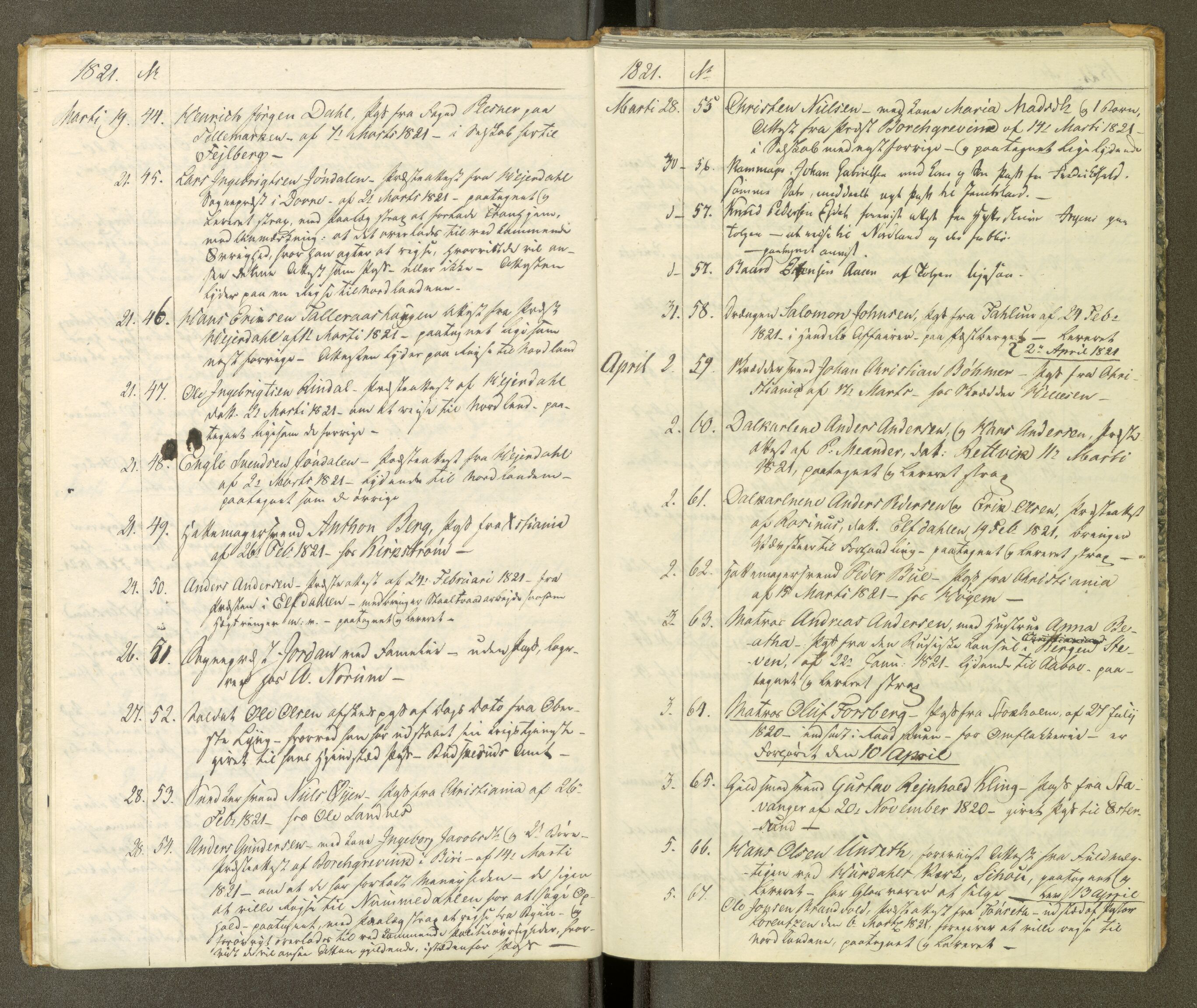 Trondheim politikammer, AV/SAT-A-1887/1/30/L0002: Passprotokoll. Første del:utstedtete pass. Andre del :innleverte/fornyede, 1819-1823
