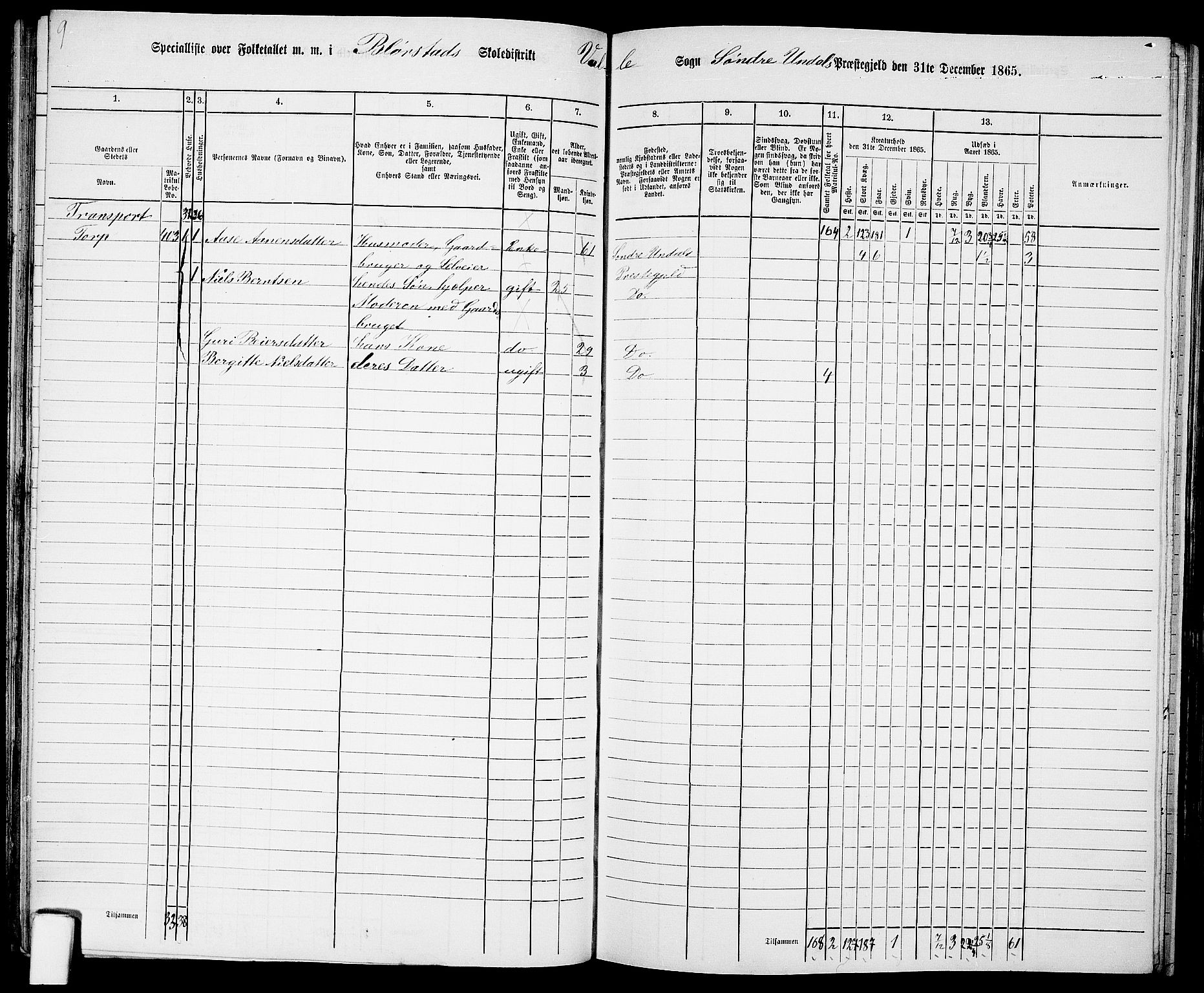 RA, 1865 census for Sør-Audnedal, 1865, p. 62