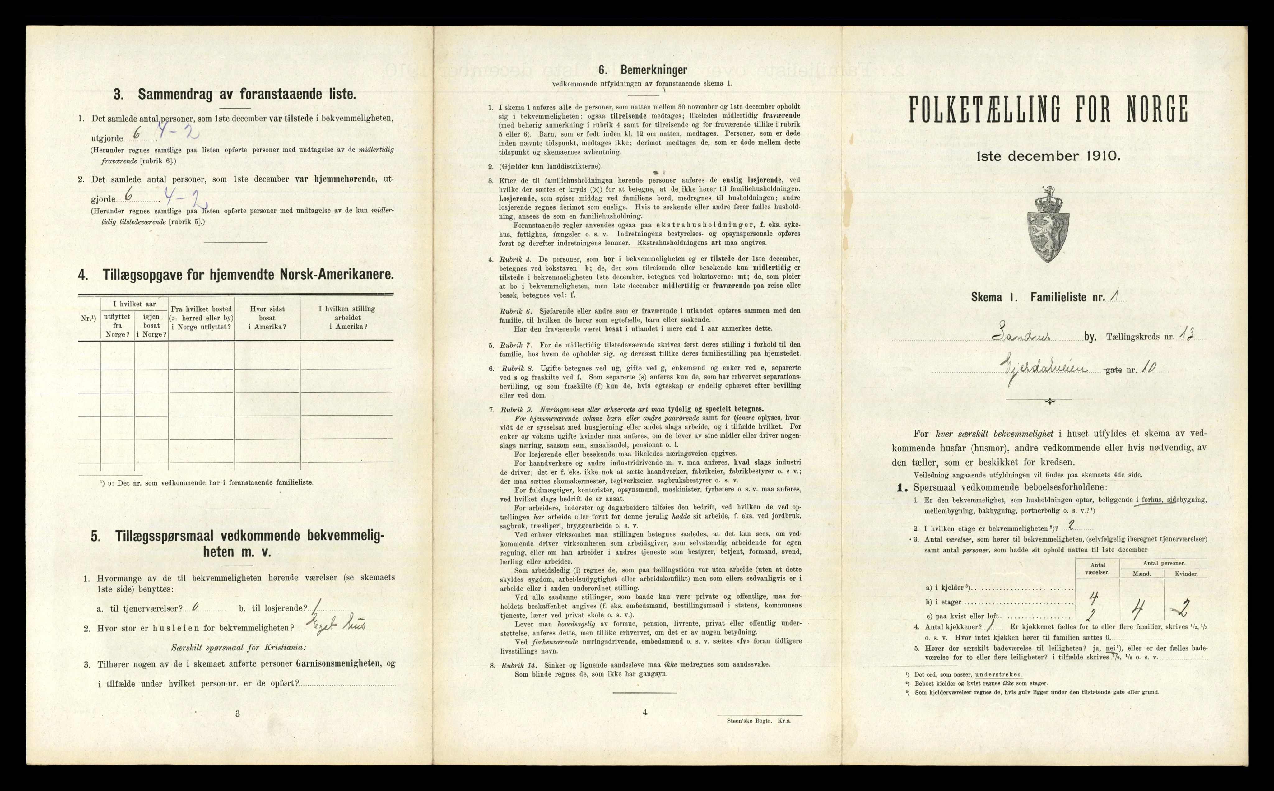 RA, 1910 census for Sandnes, 1910, p. 1376