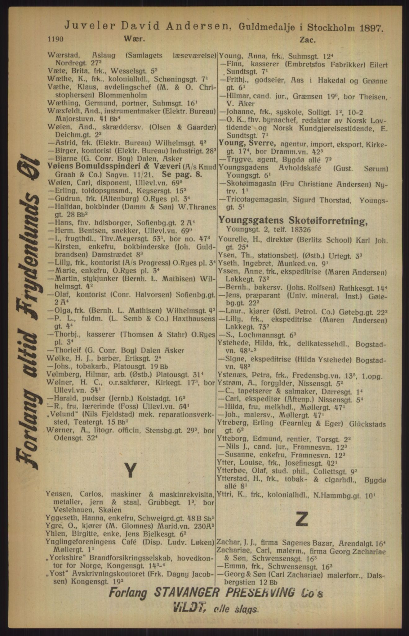 Kristiania/Oslo adressebok, PUBL/-, 1915, p. 1190