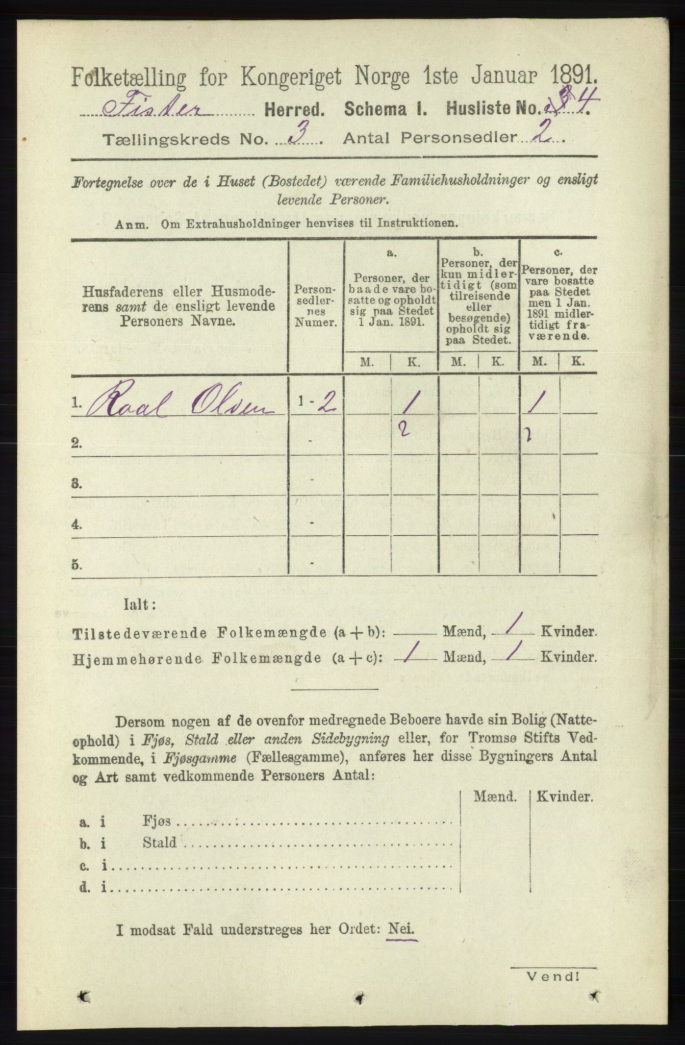 RA, 1891 census for 1132 Fister, 1891, p. 475