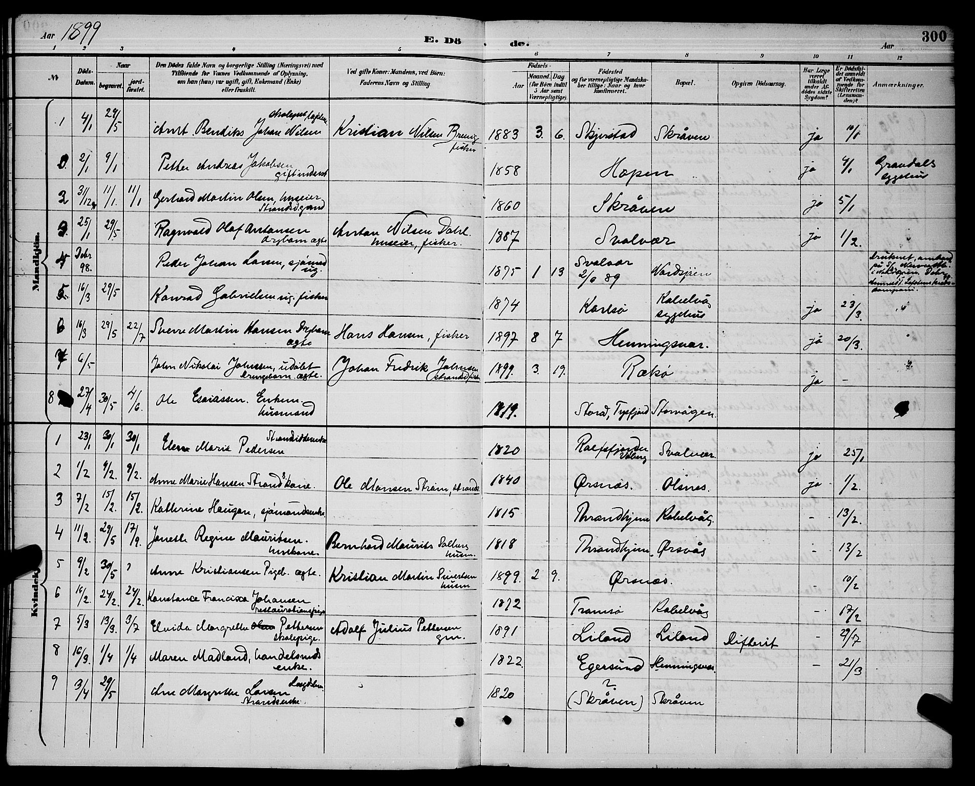 Ministerialprotokoller, klokkerbøker og fødselsregistre - Nordland, AV/SAT-A-1459/874/L1077: Parish register (copy) no. 874C06, 1891-1900, p. 300