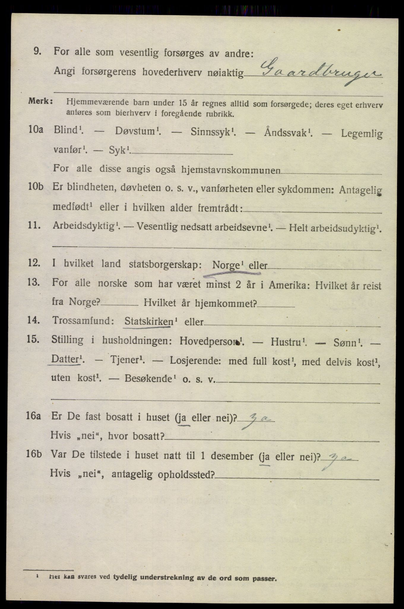 SAK, 1920 census for Oddernes, 1920, p. 4404