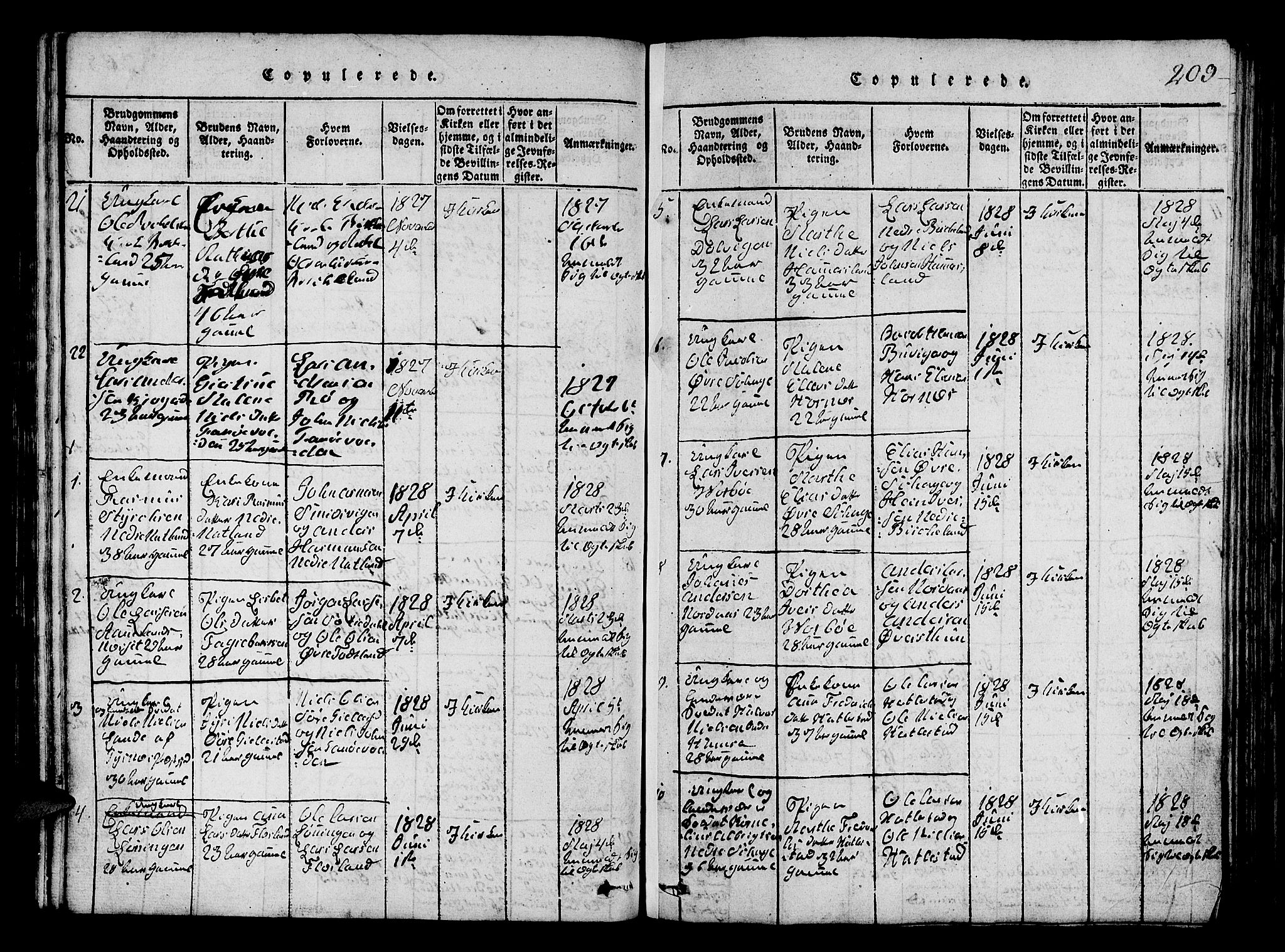 Fana Sokneprestembete, SAB/A-75101/H/Hab/Haba/L0001: Parish register (copy) no. A 1, 1816-1836, p. 209