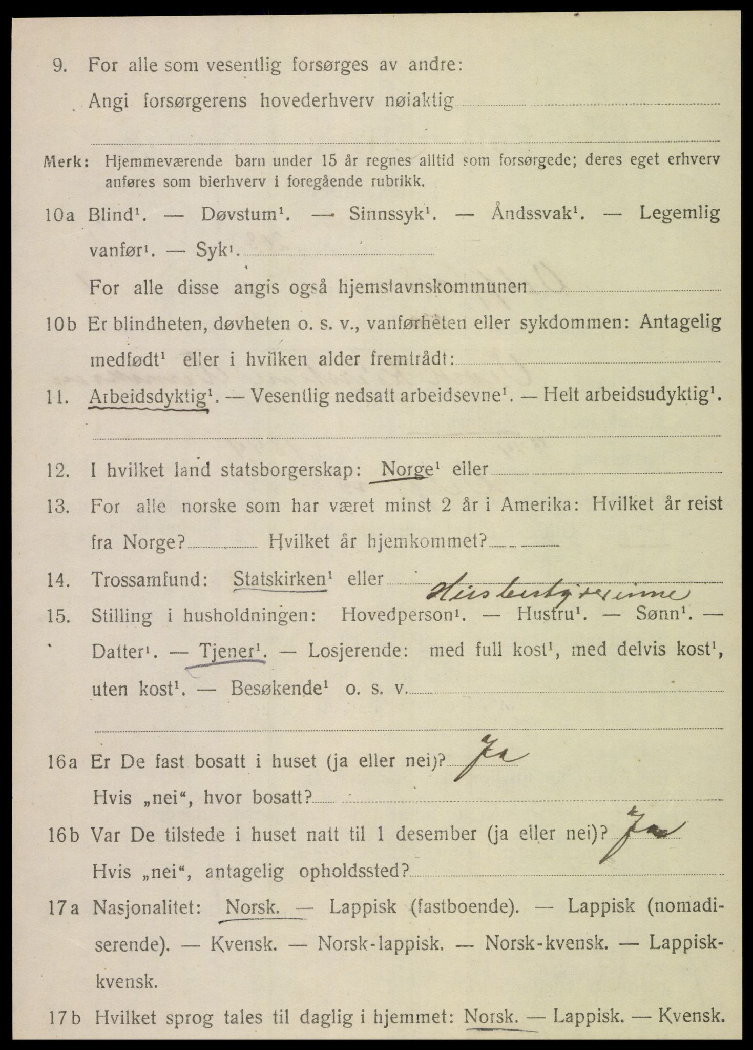 SAT, 1920 census for Velfjord, 1920, p. 1118