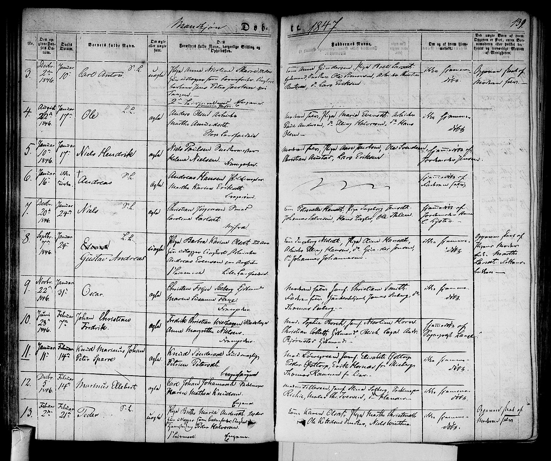 Bragernes kirkebøker, AV/SAKO-A-6/F/Fb/L0001: Parish register (official) no. II 1, 1830-1847, p. 139