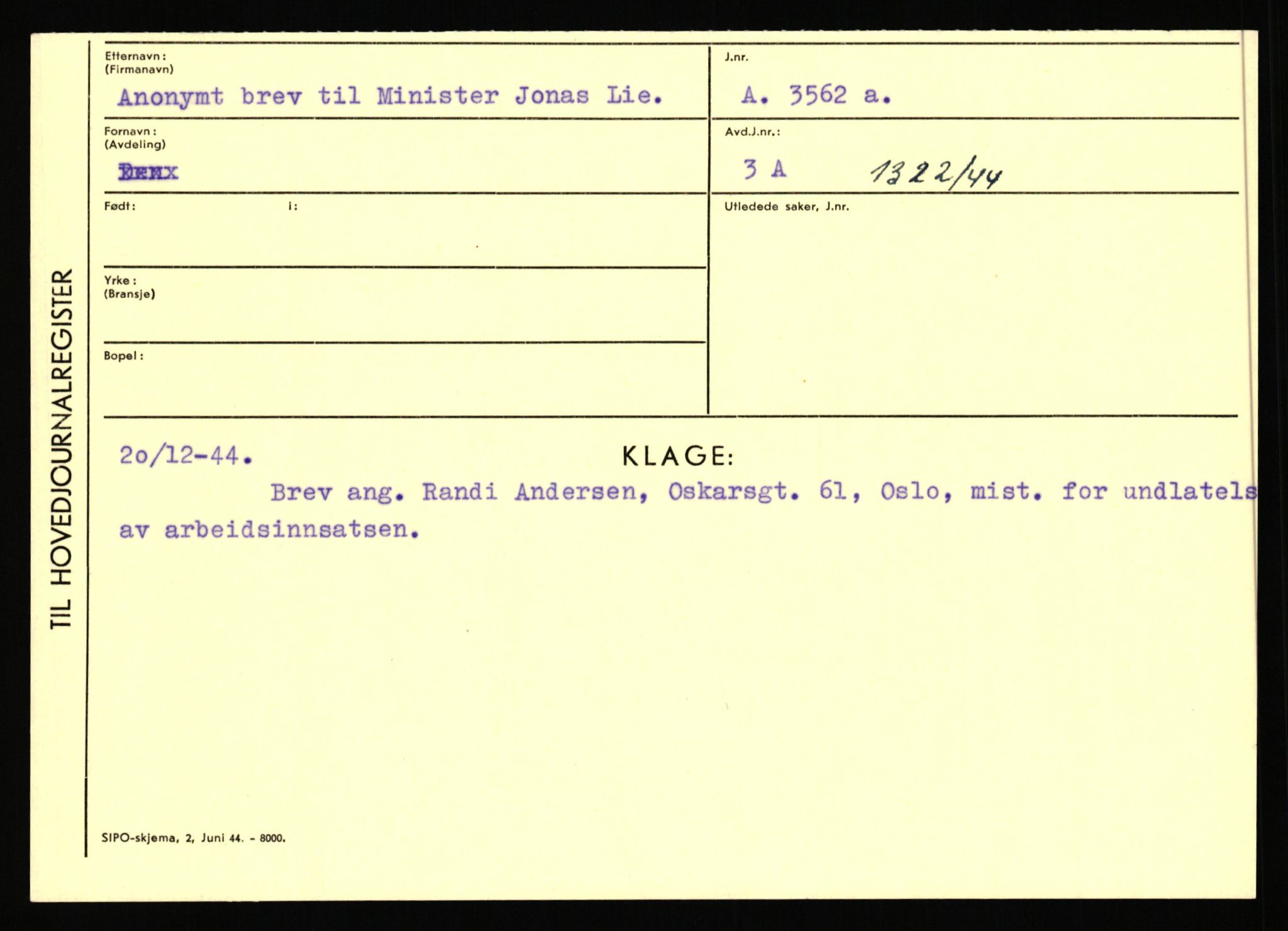 Statspolitiet - Hovedkontoret / Osloavdelingen, AV/RA-S-1329/C/Ca/L0001: Aabakken - Armann, 1943-1945, p. 4438